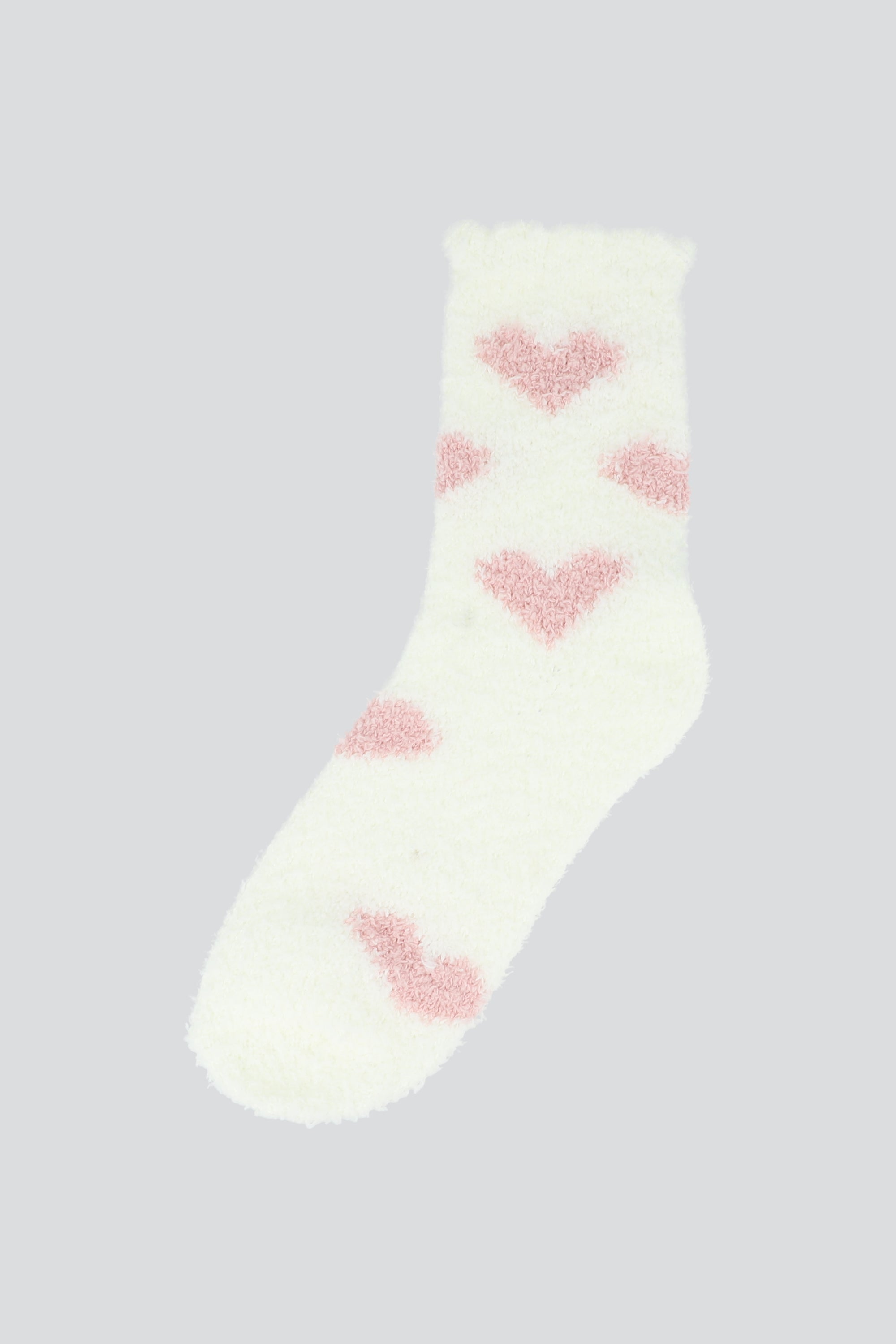 Calcetines corazones peluche BLANCO