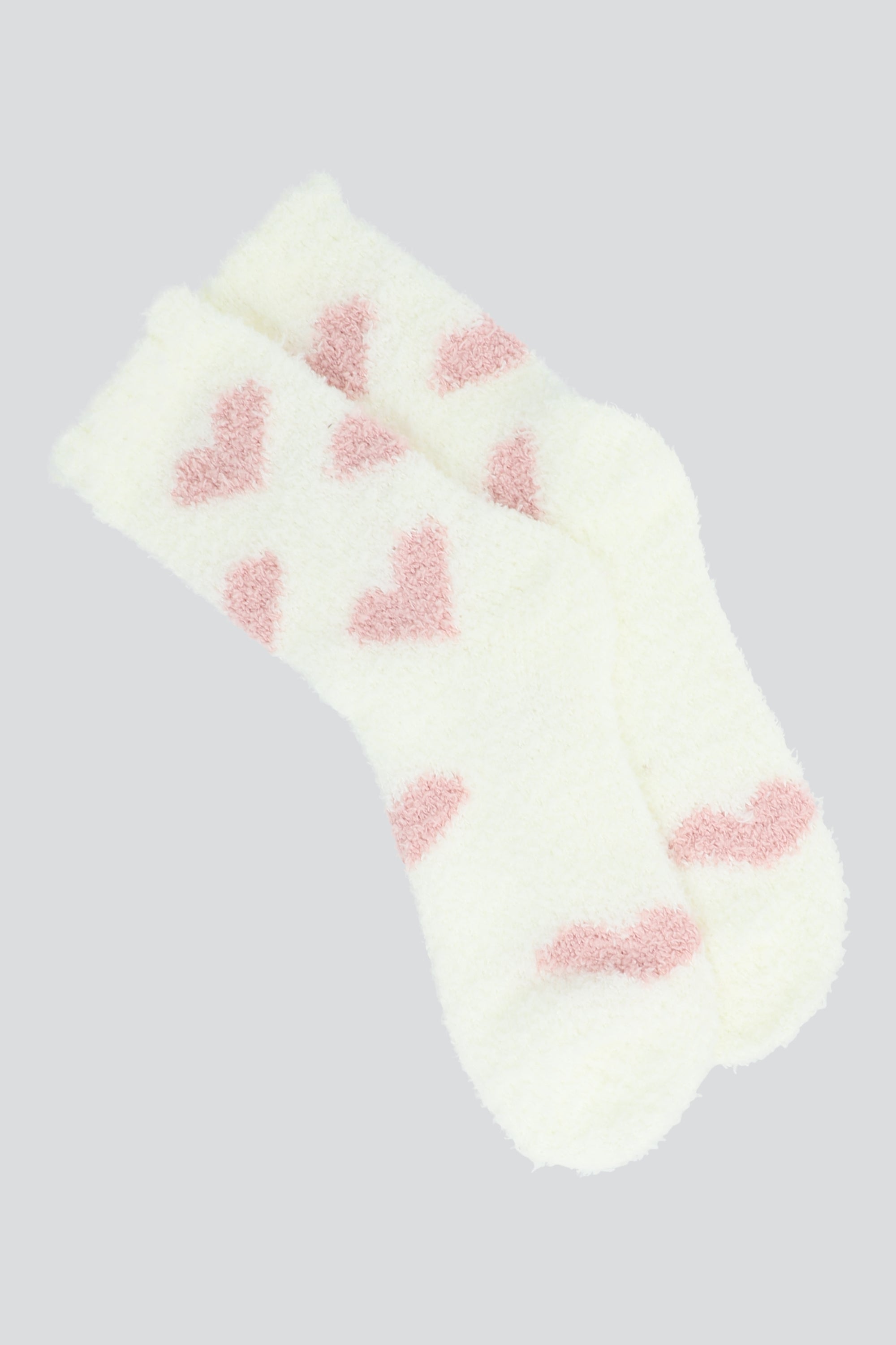 Calcetines corazones peluche BLANCO
