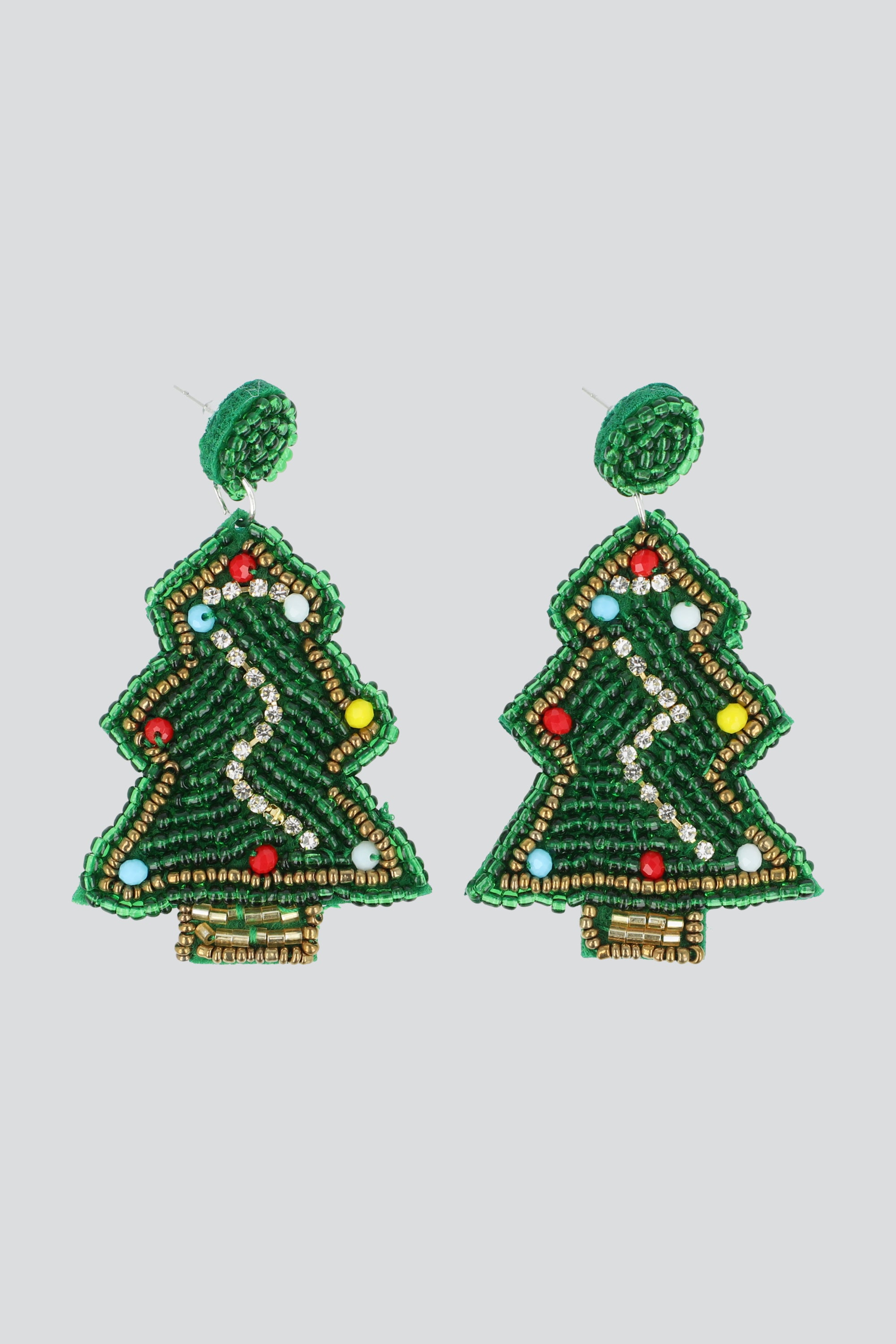 Aretes arbol navideño chaquiras VERDE