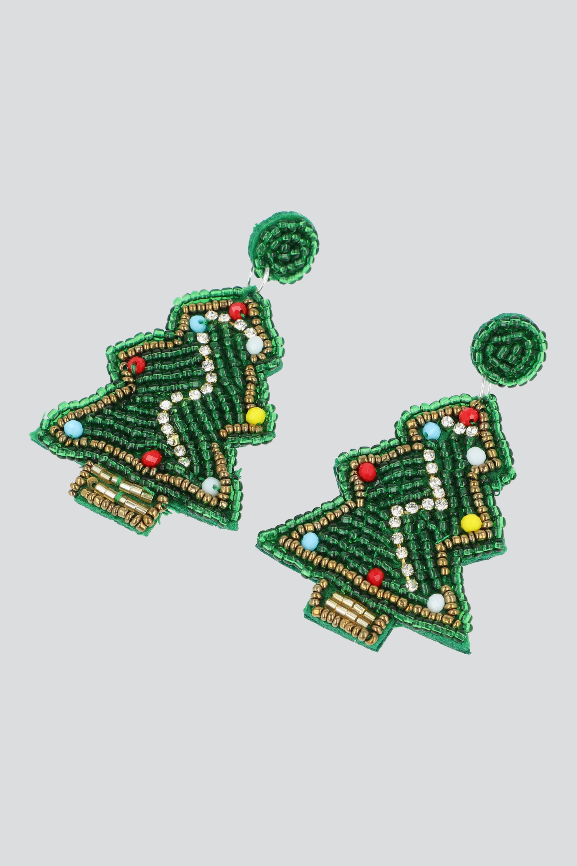 Aretes arbol navideño chaquiras VERDE