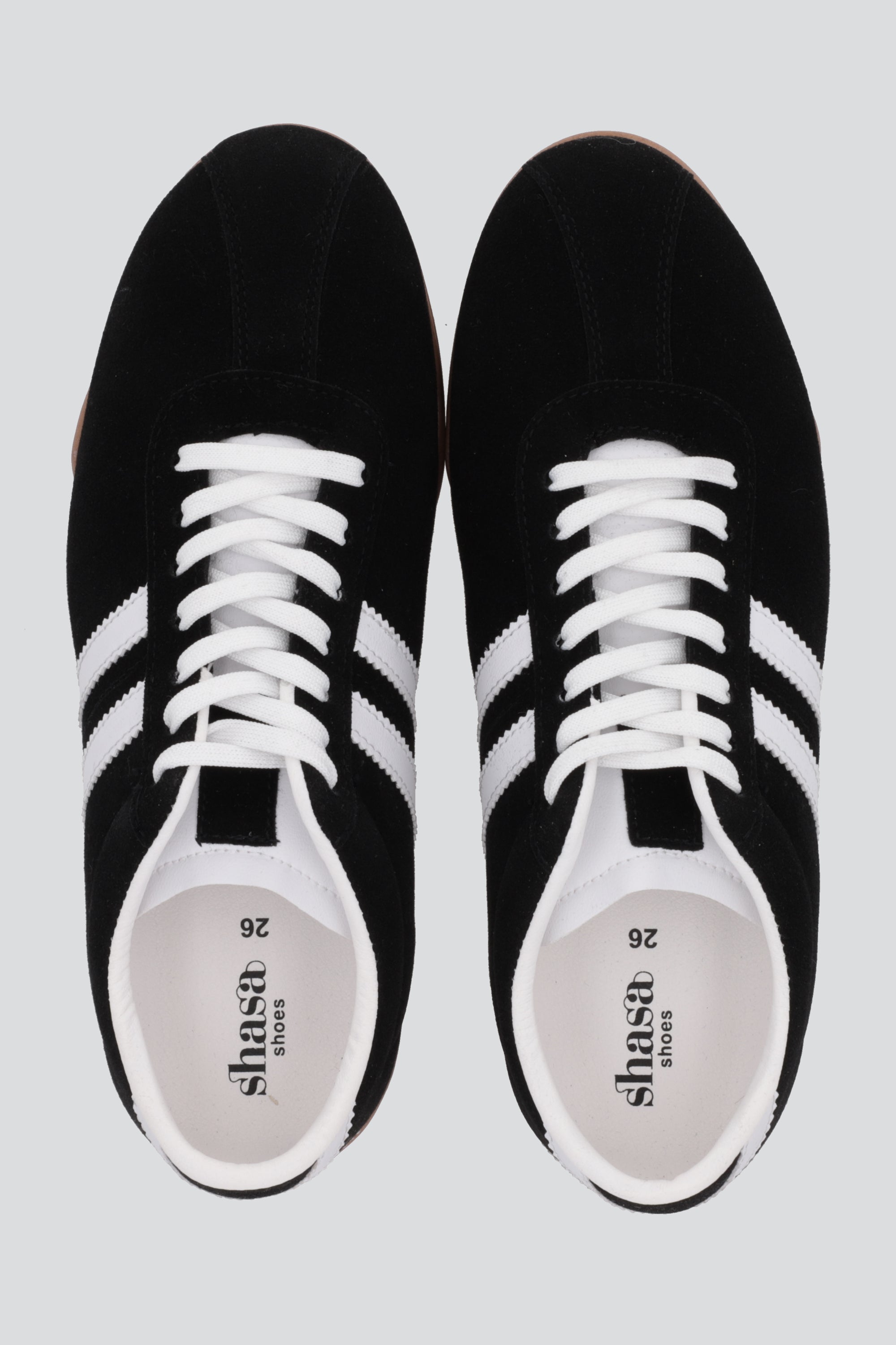 Tenis casual dos lineas gamuza NEGRO
