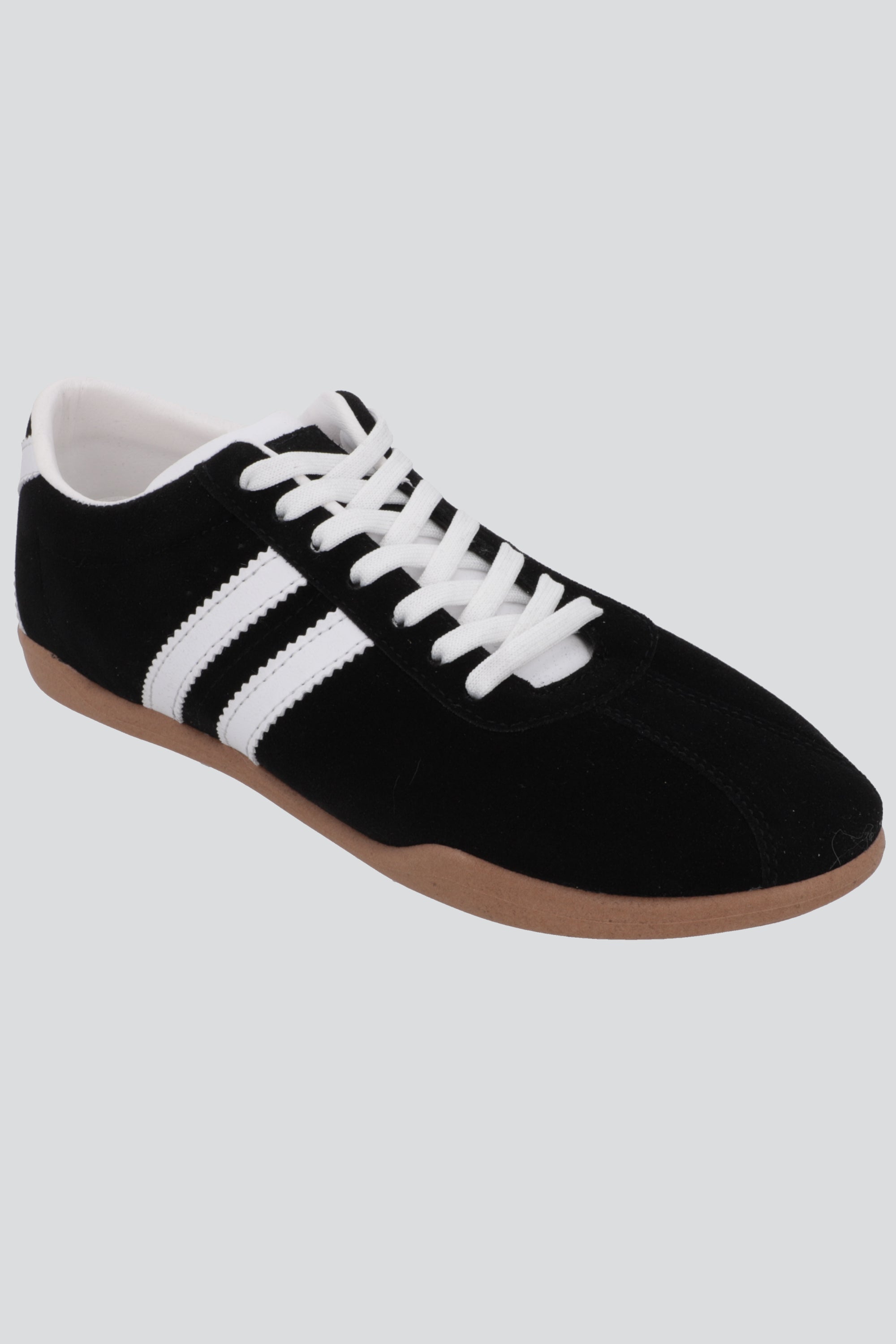 Tenis casual dos lineas gamuza NEGRO