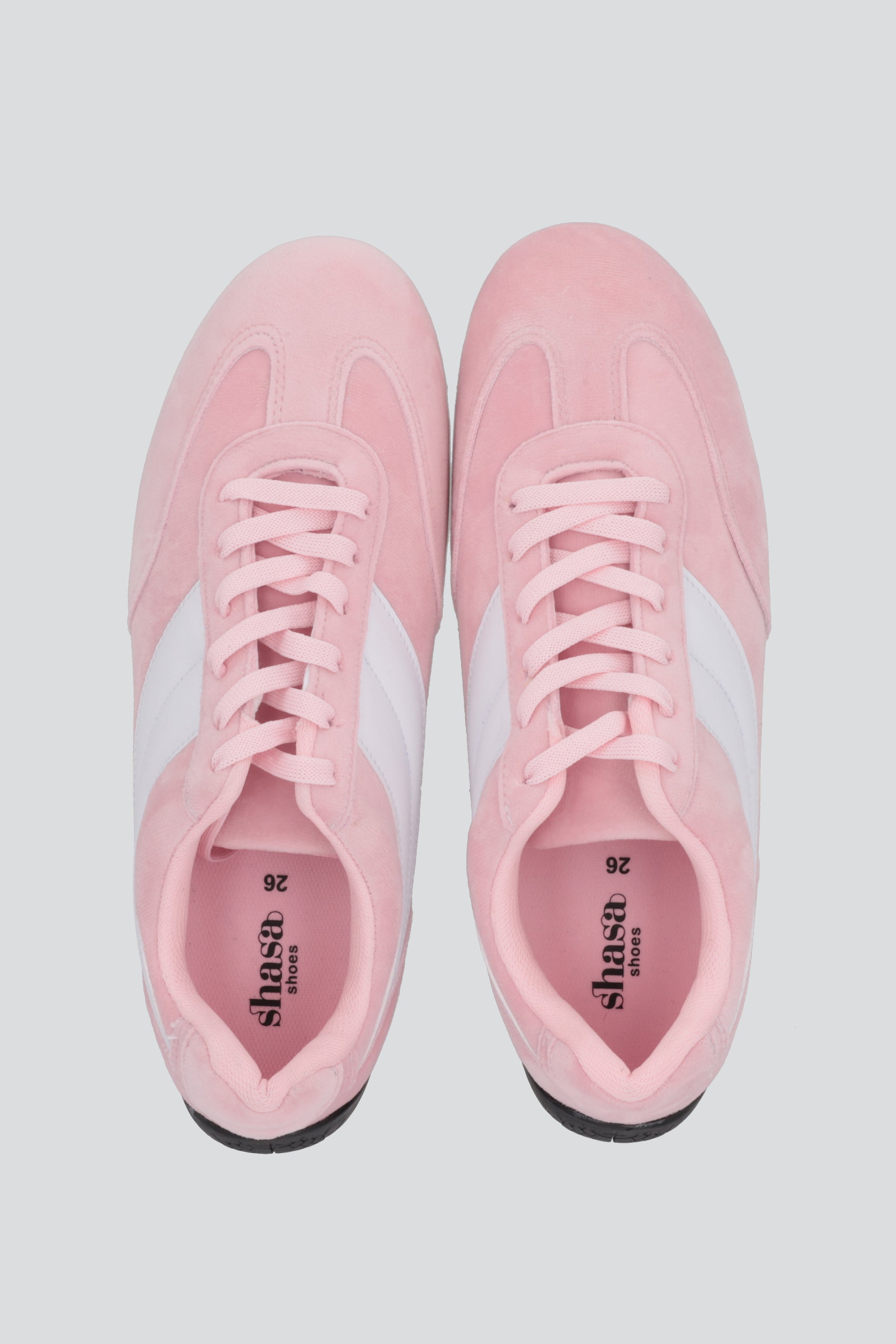 Tenis delgado gamuza lineas ROSA
