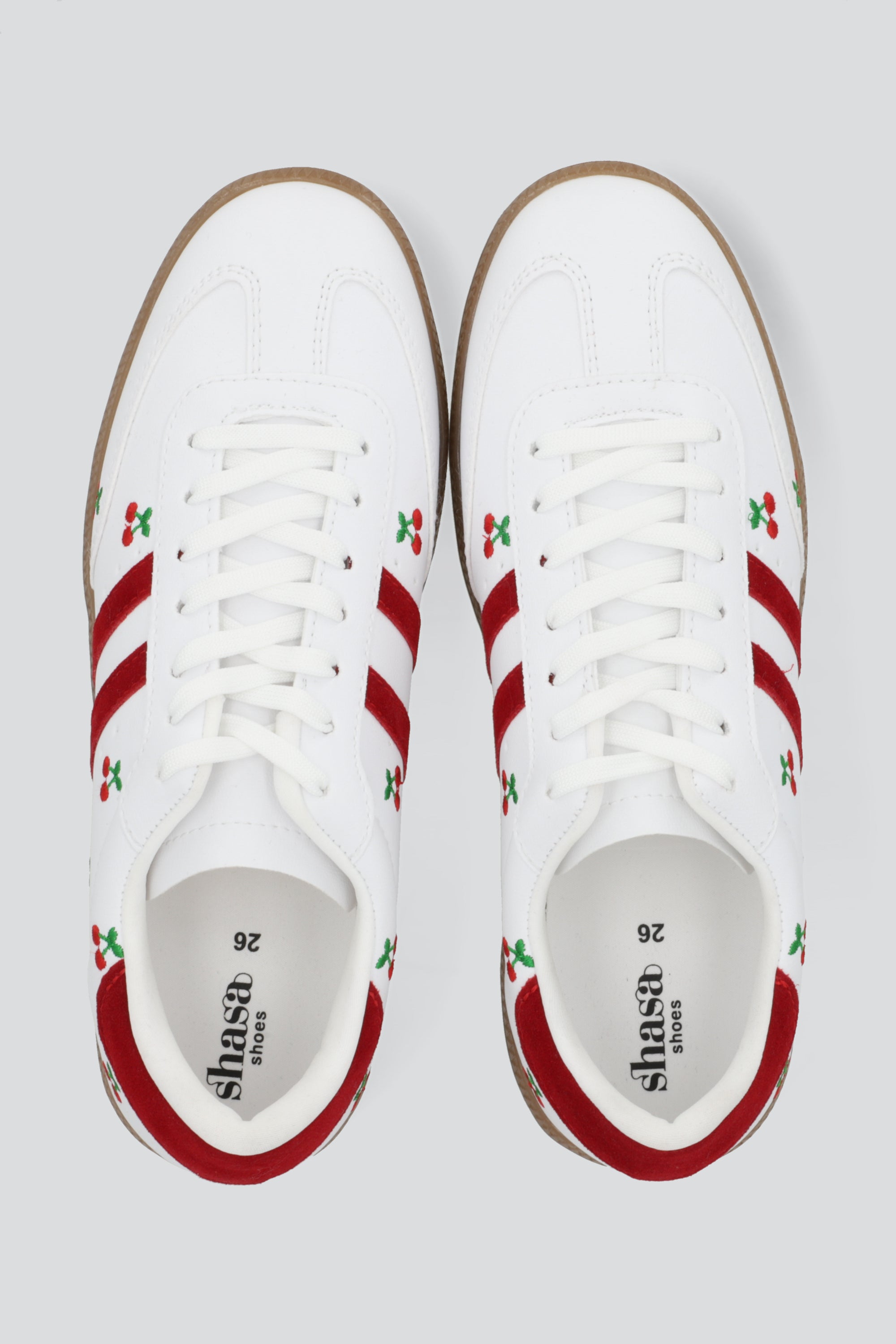 Tenis dos lineas cerezas ROJO