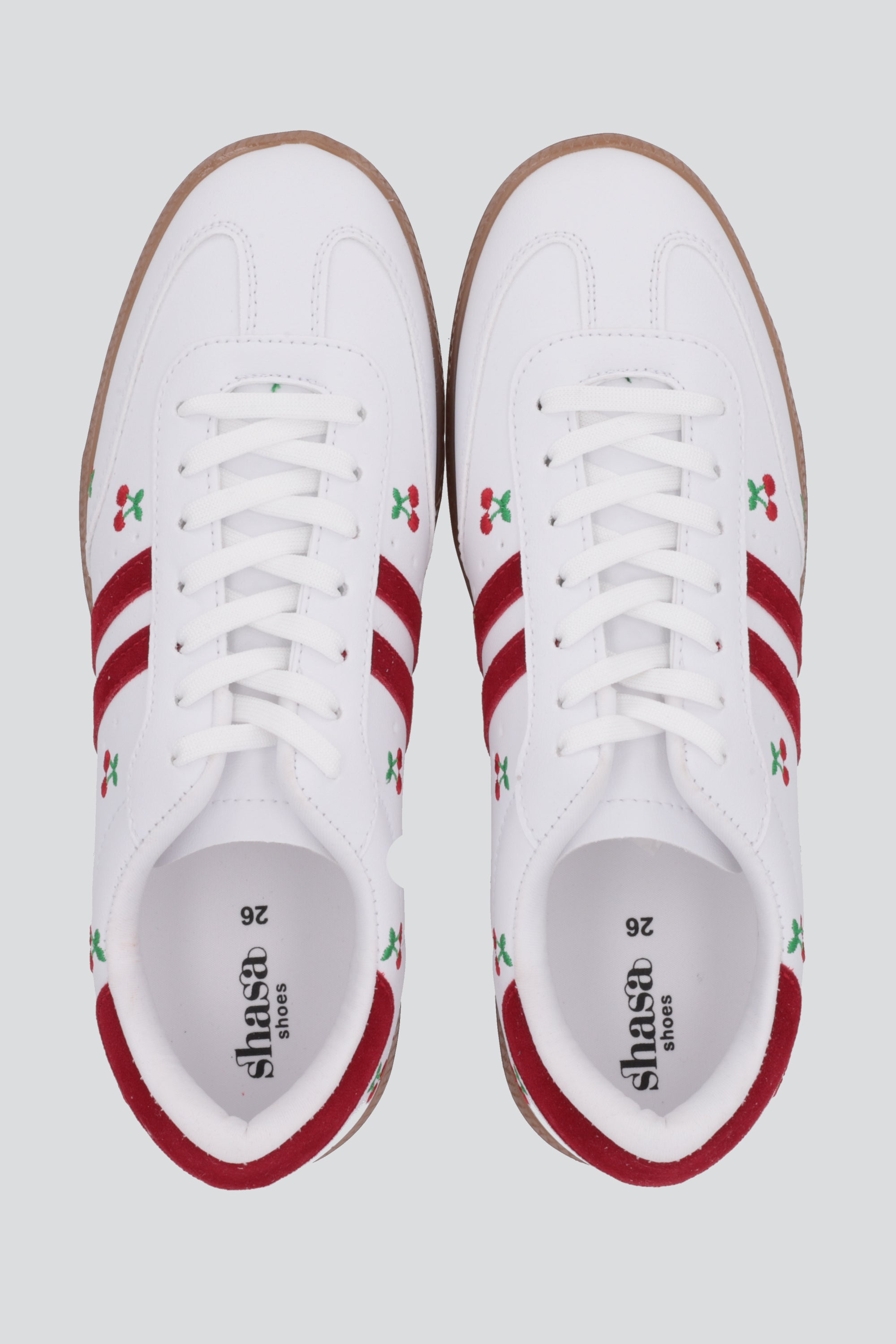 Tenis dos lineas cerezas ROJO