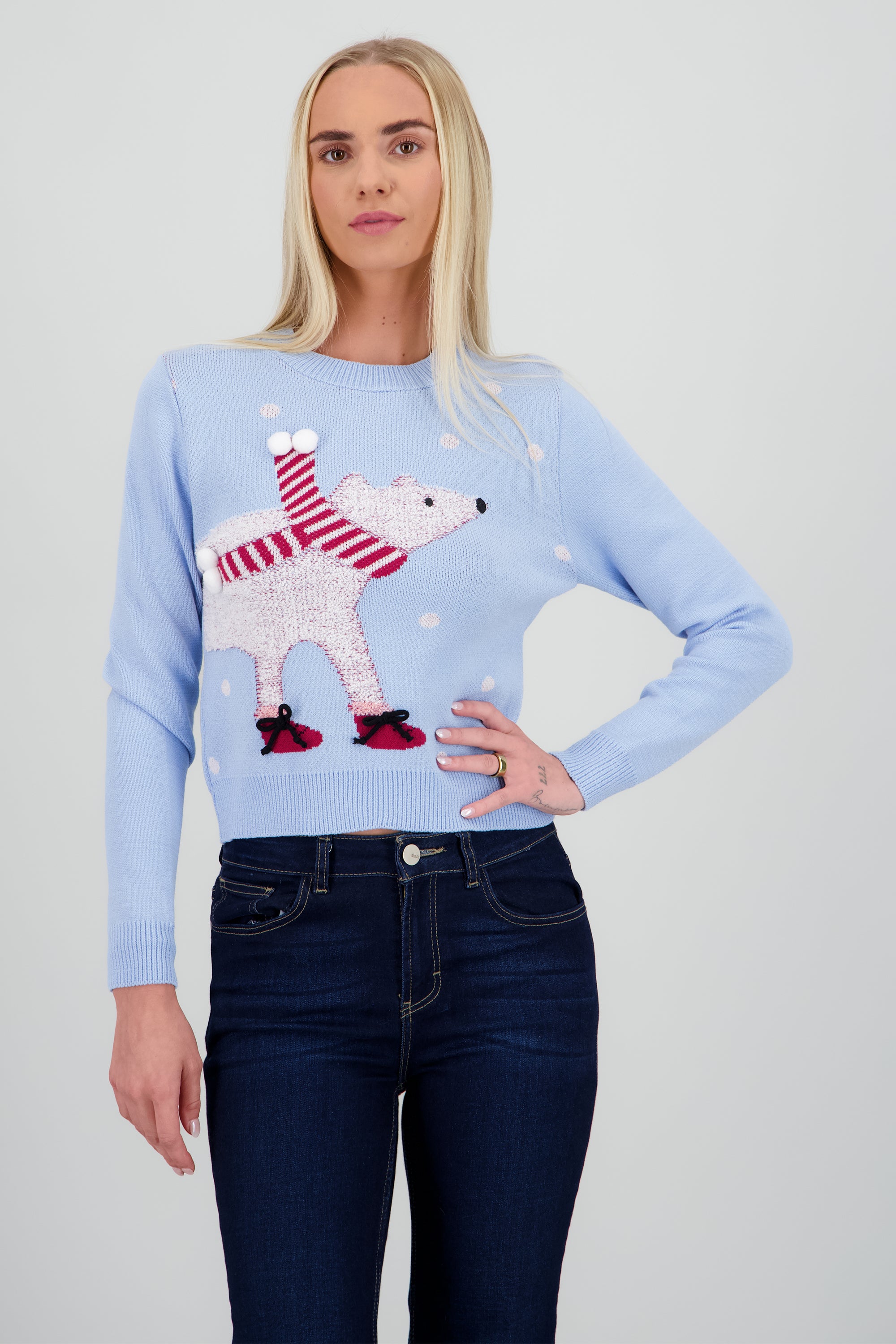 Sueter navideño oso polar AZUL COMBO