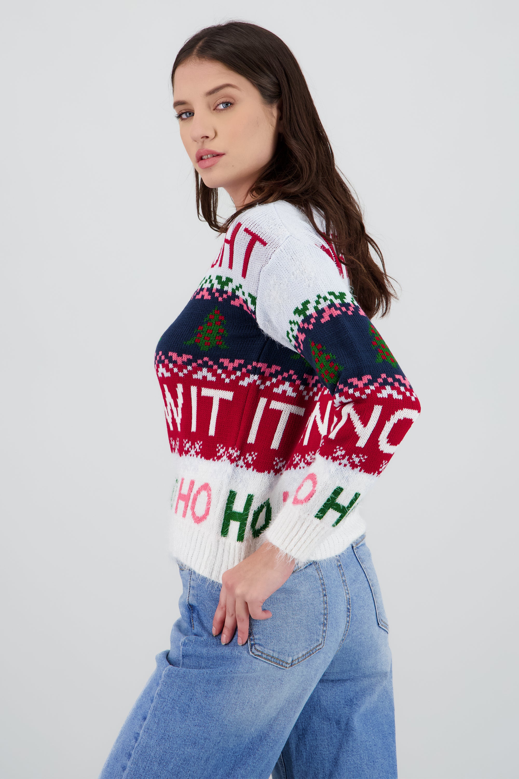 Sueter navidad peludo merry and bright MULTICOLOR