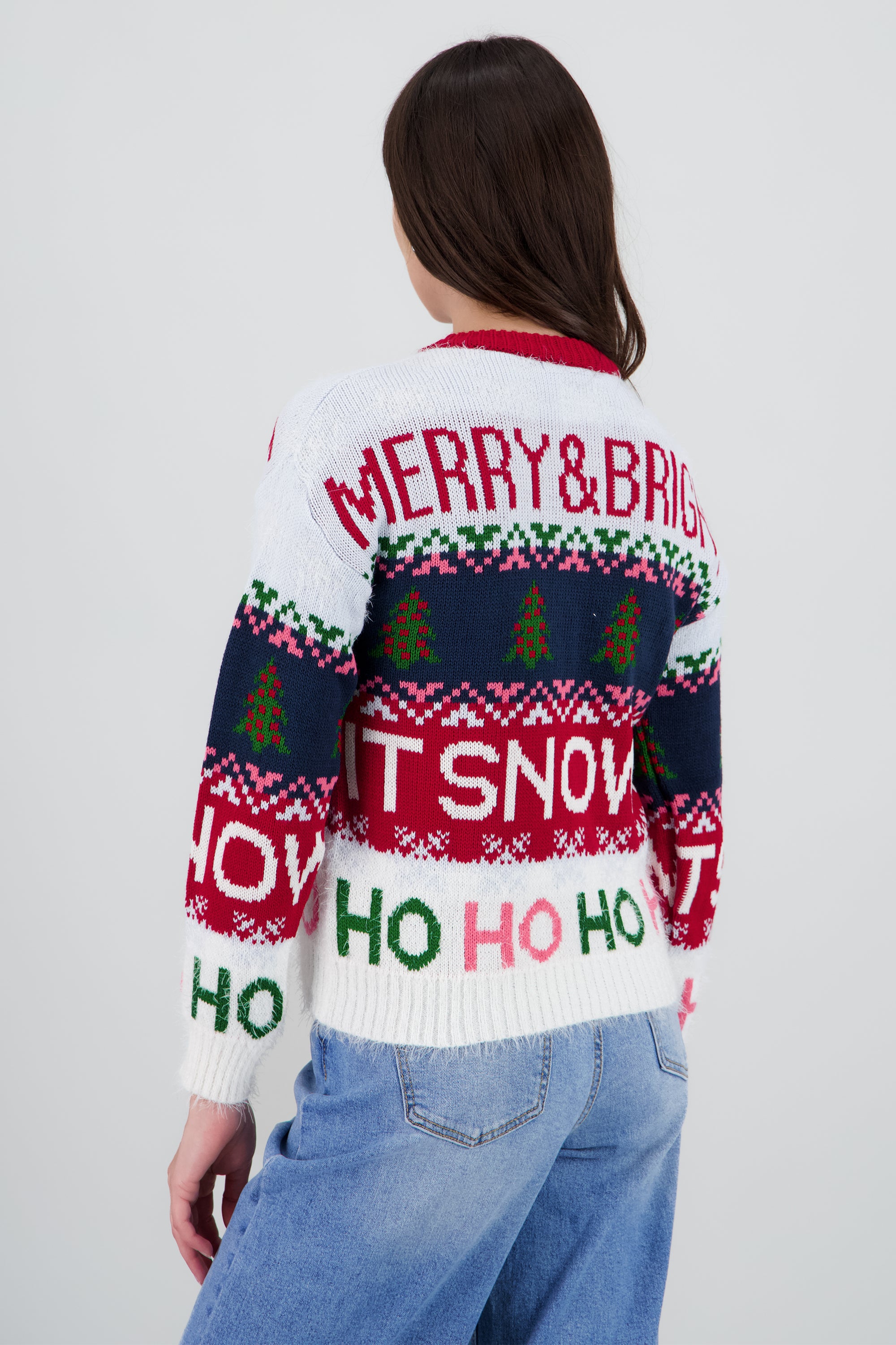 Sueter navidad peludo merry and bright MULTICOLOR