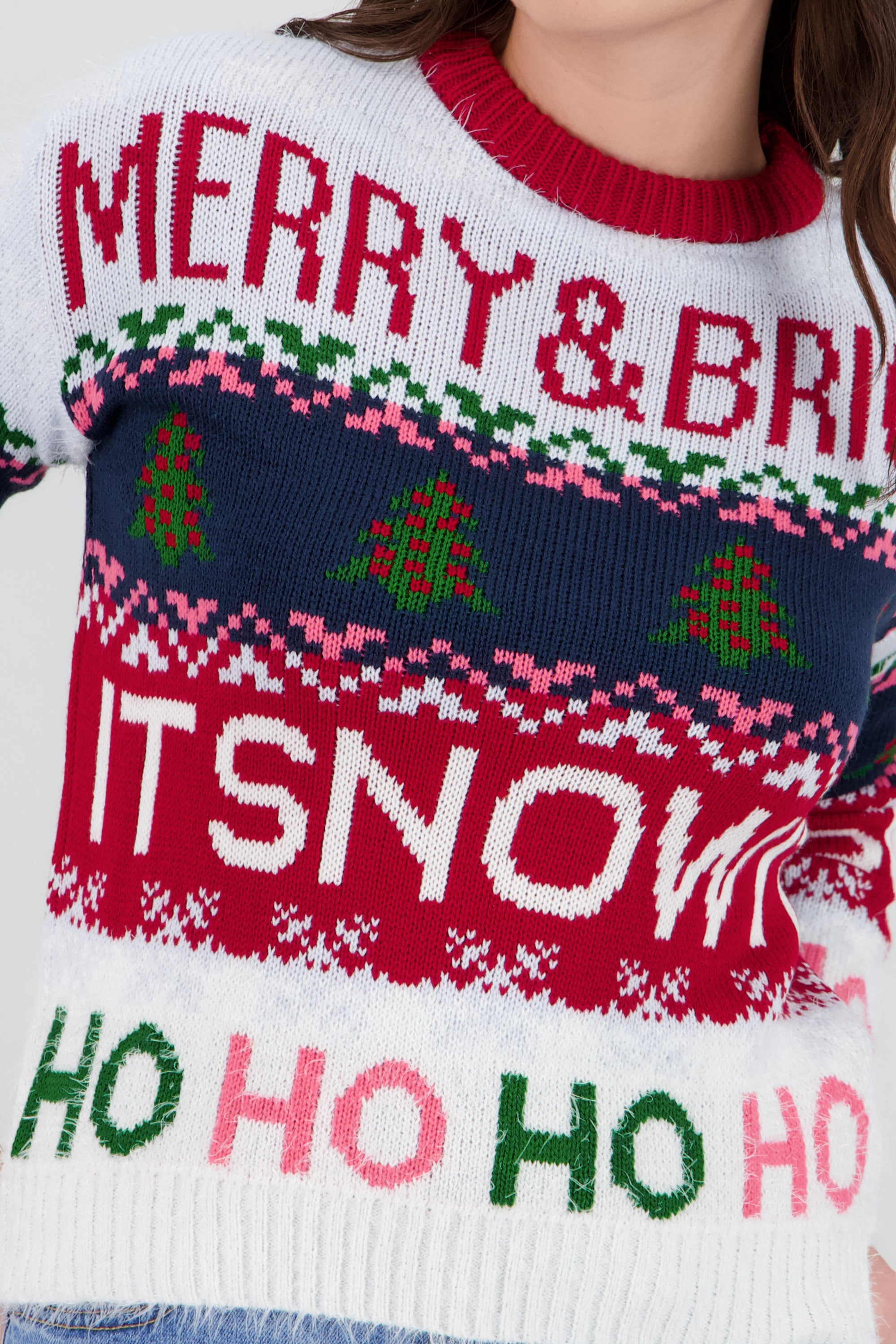 Sueter navidad peludo merry and bright MULTICOLOR