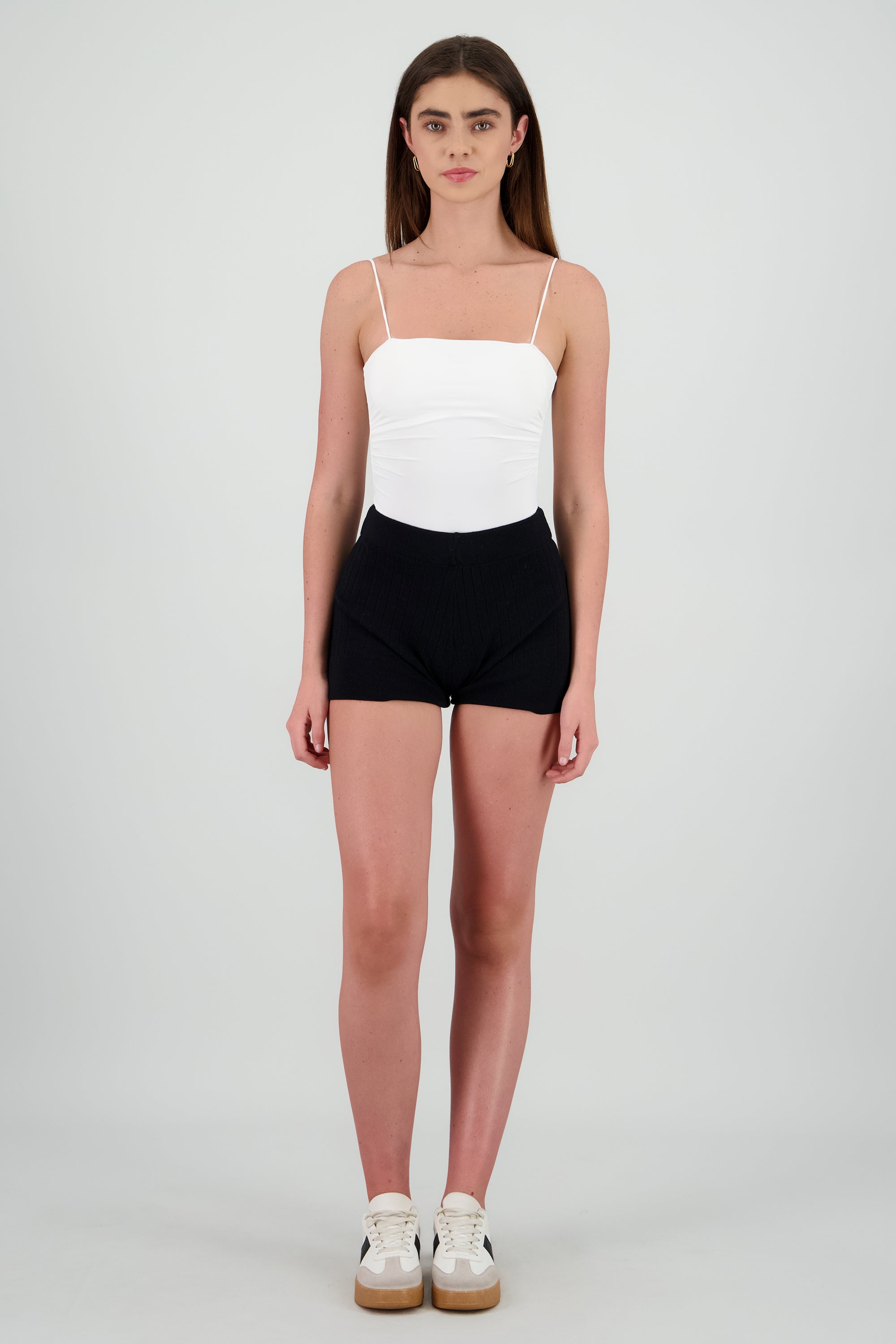 Shorts tejido acanalado NEGRO