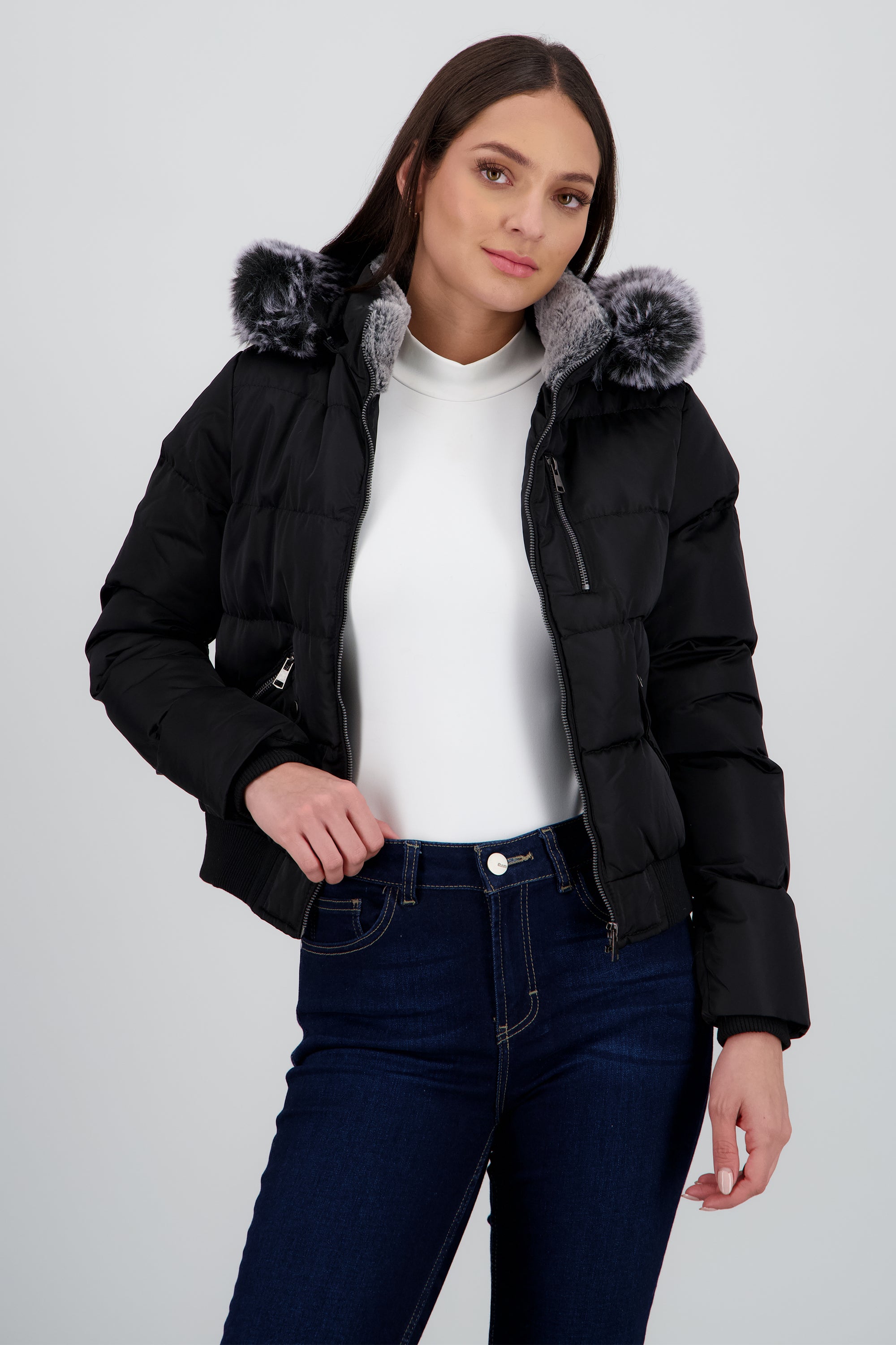 Chamarra bomber det peluche NEGRO
