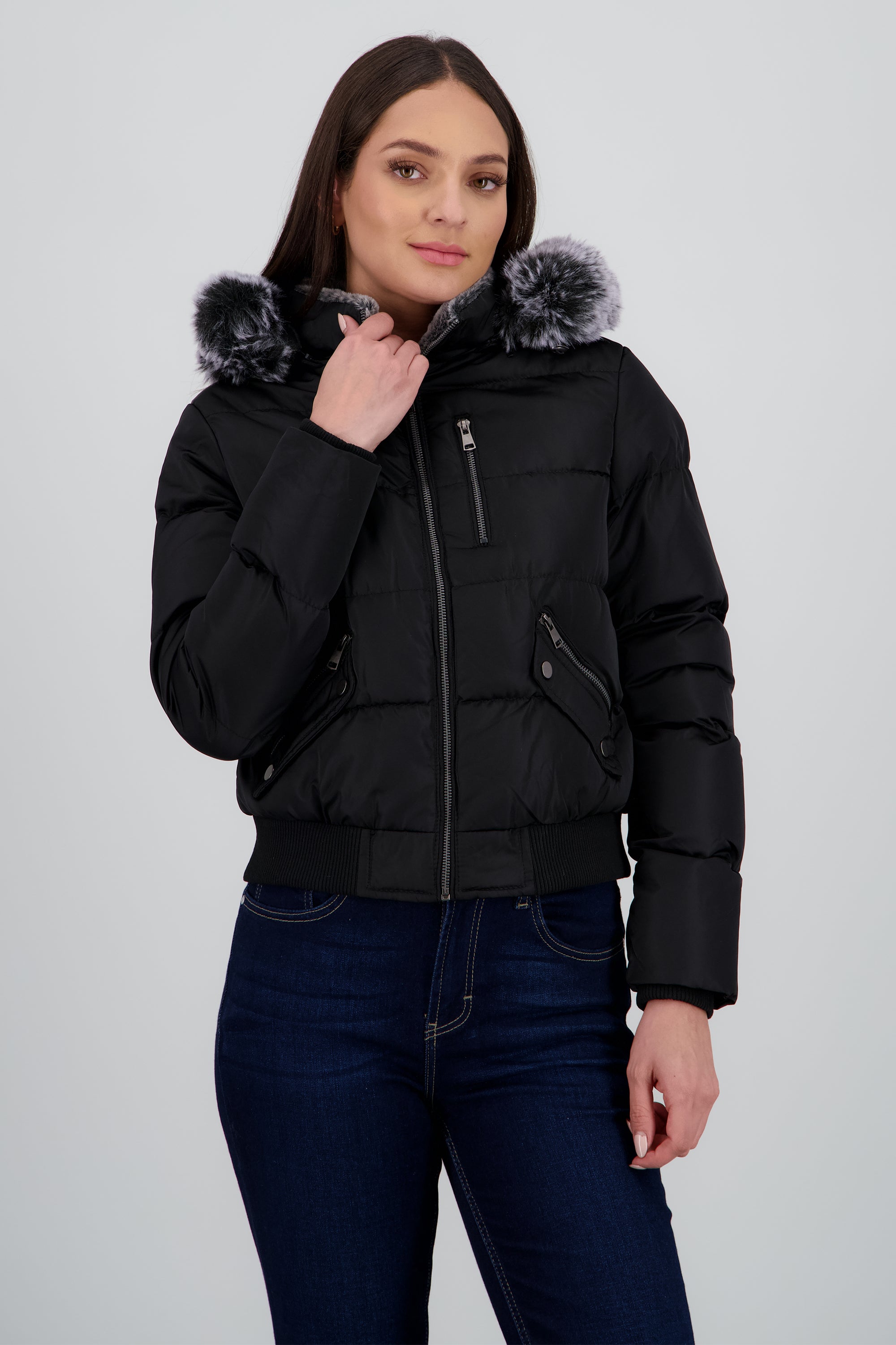 Chamarra bomber det peluche NEGRO
