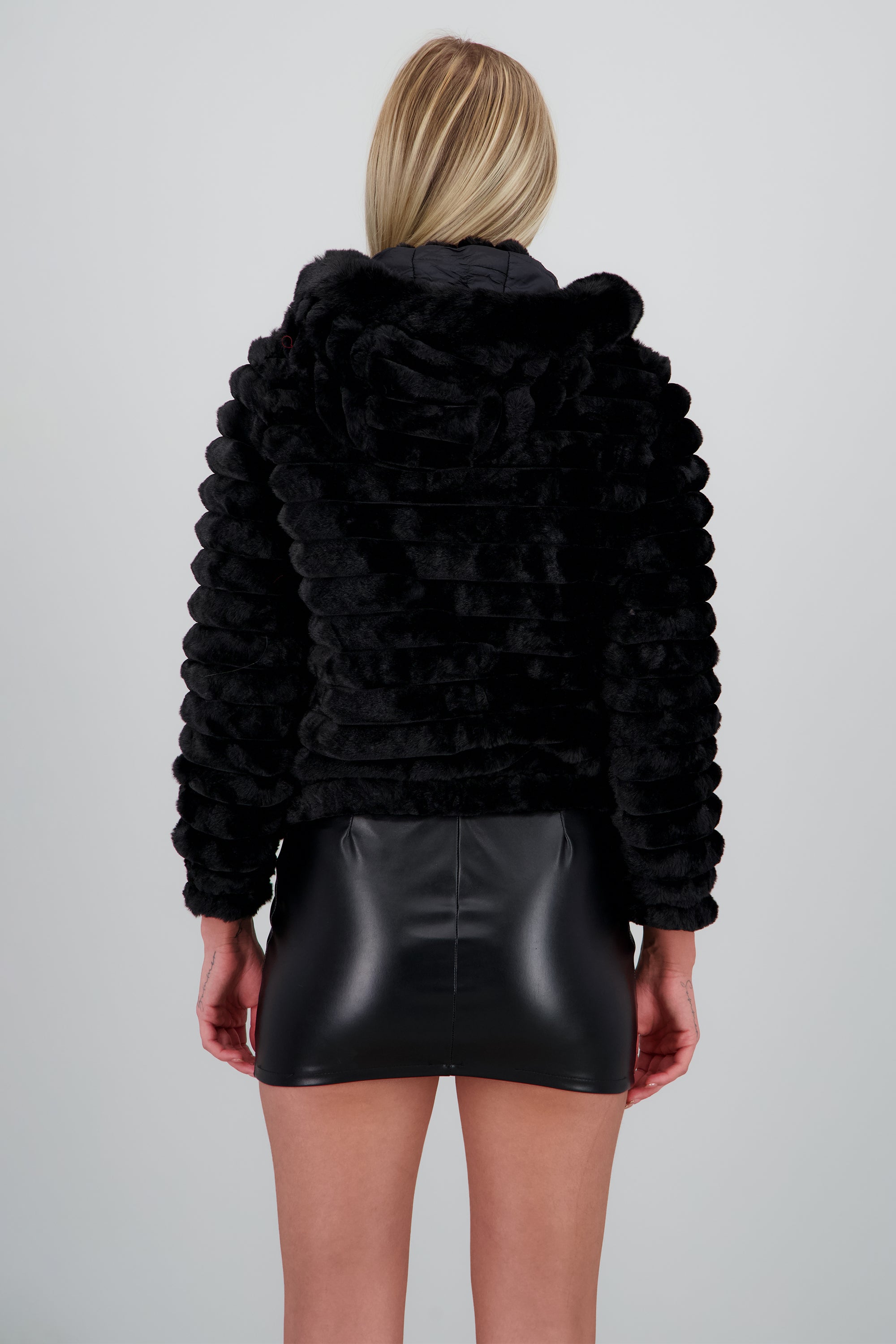 Chamarra peluche doble vista NEGRO