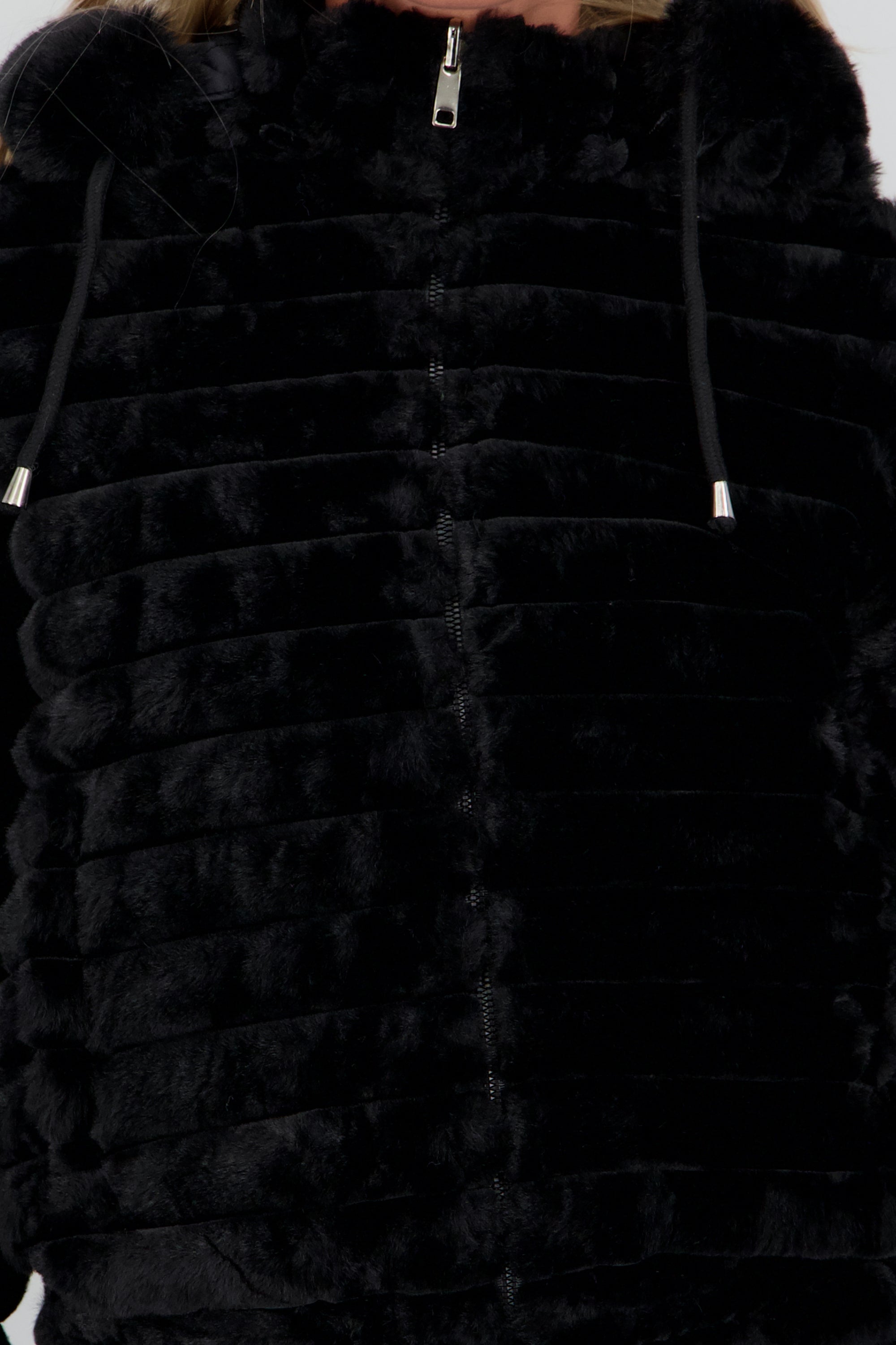 Chamarra peluche doble vista NEGRO