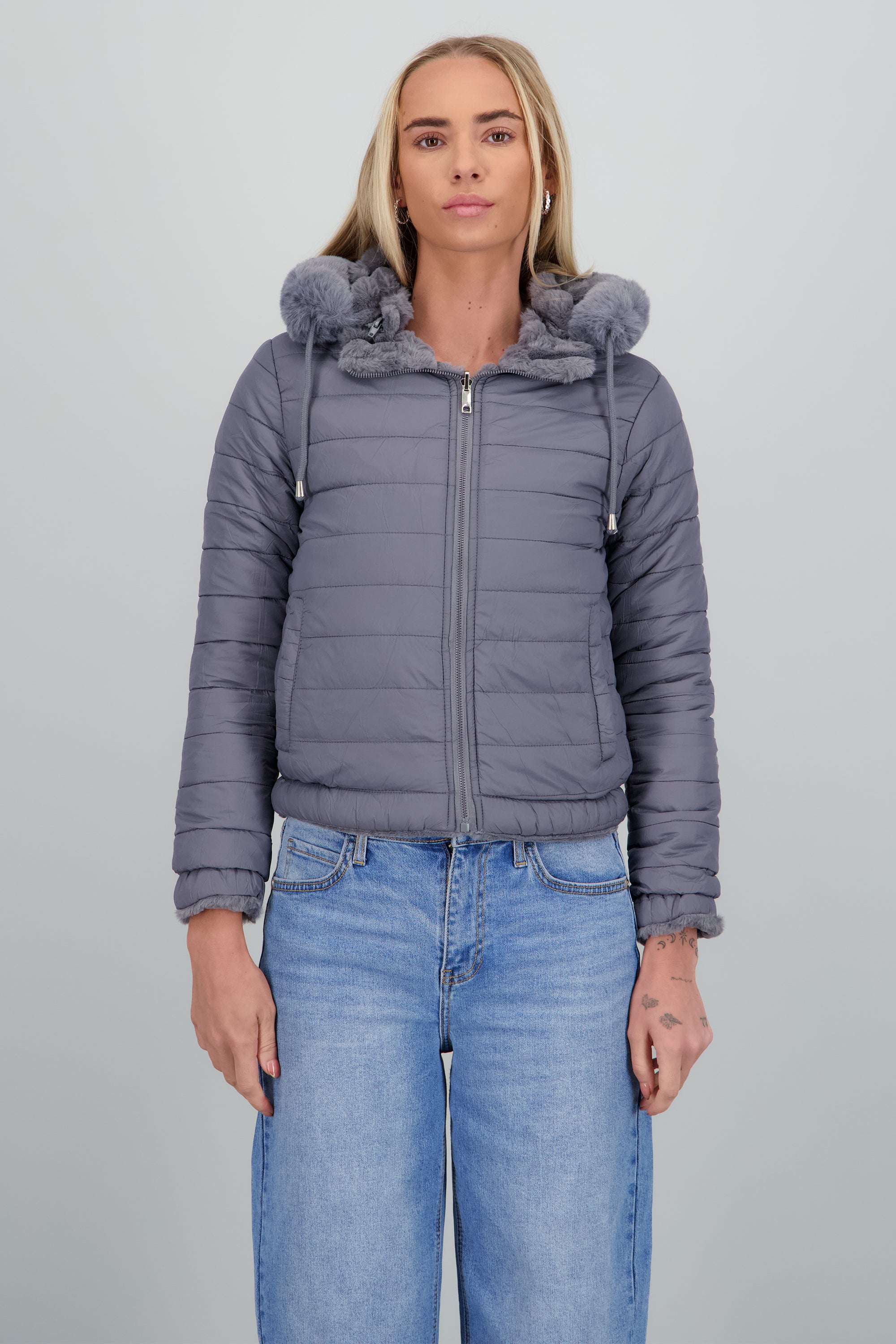 Chamarra peluche doble vista GRIS