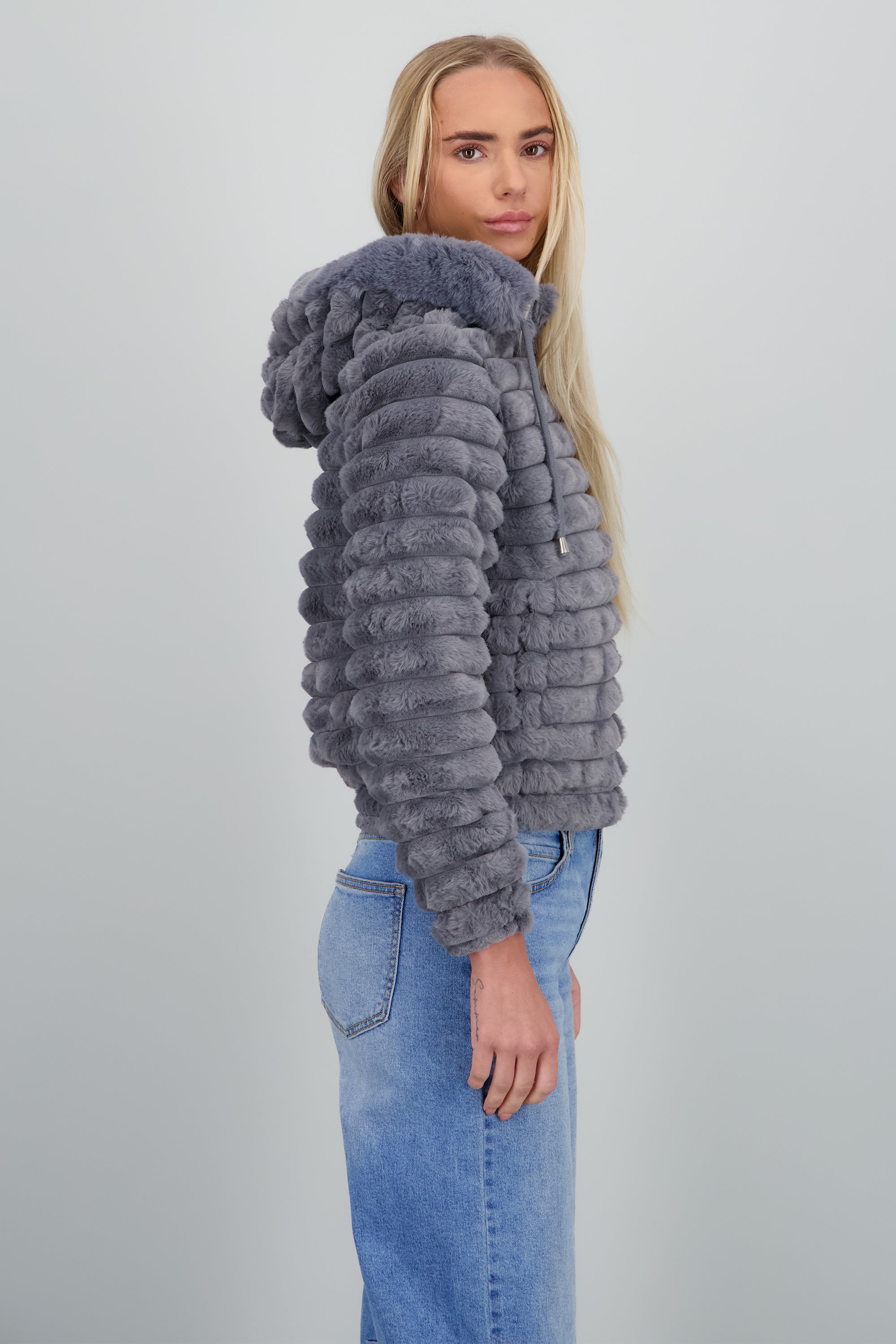 Chamarra peluche doble vista GRIS