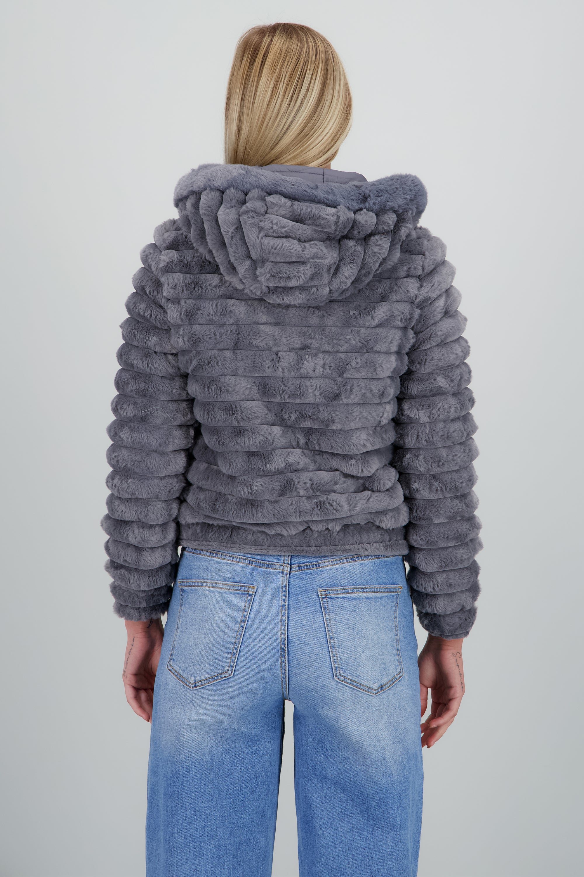 Chamarra peluche doble vista GRIS