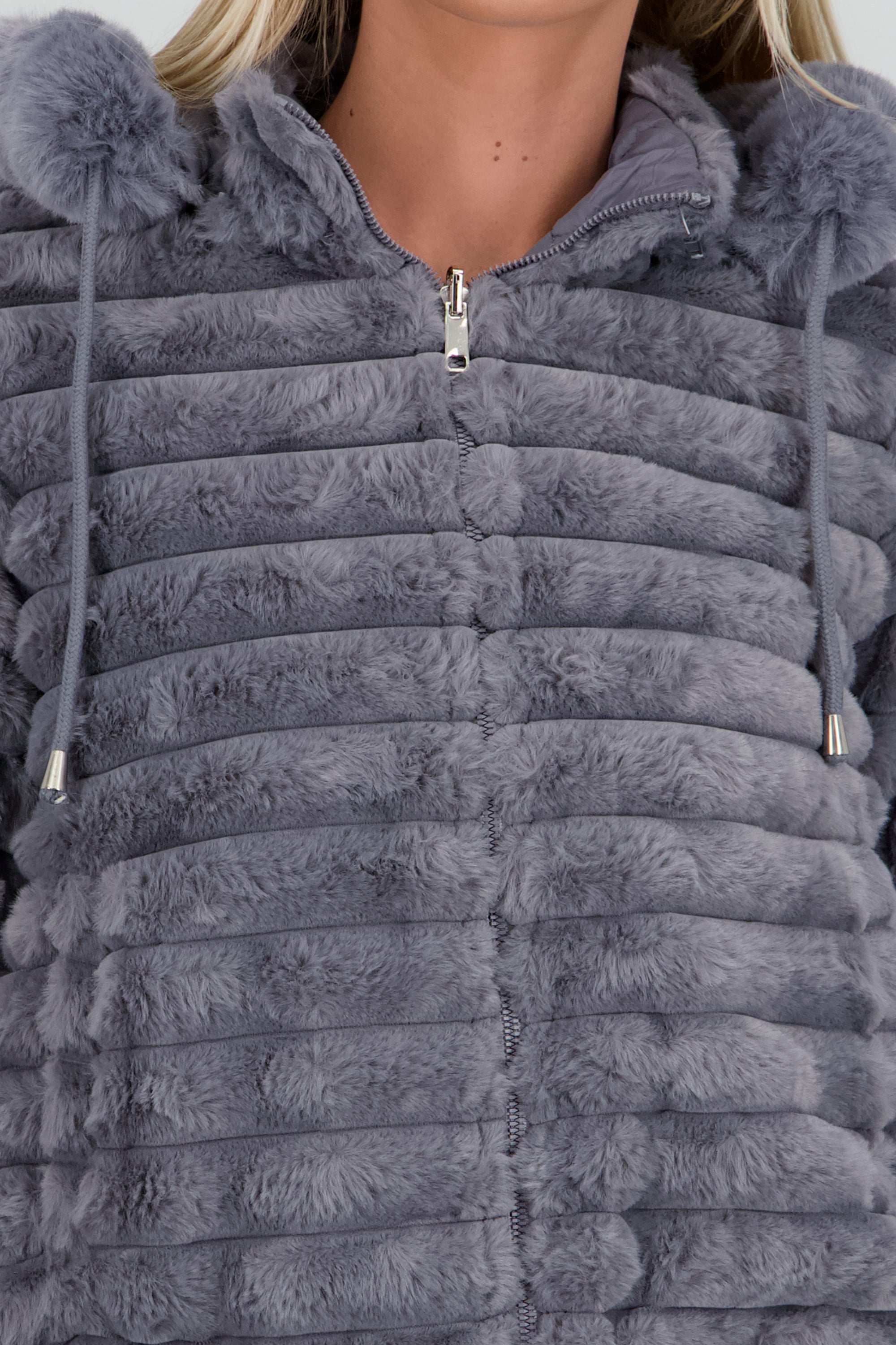 Chamarra peluche doble vista GRIS