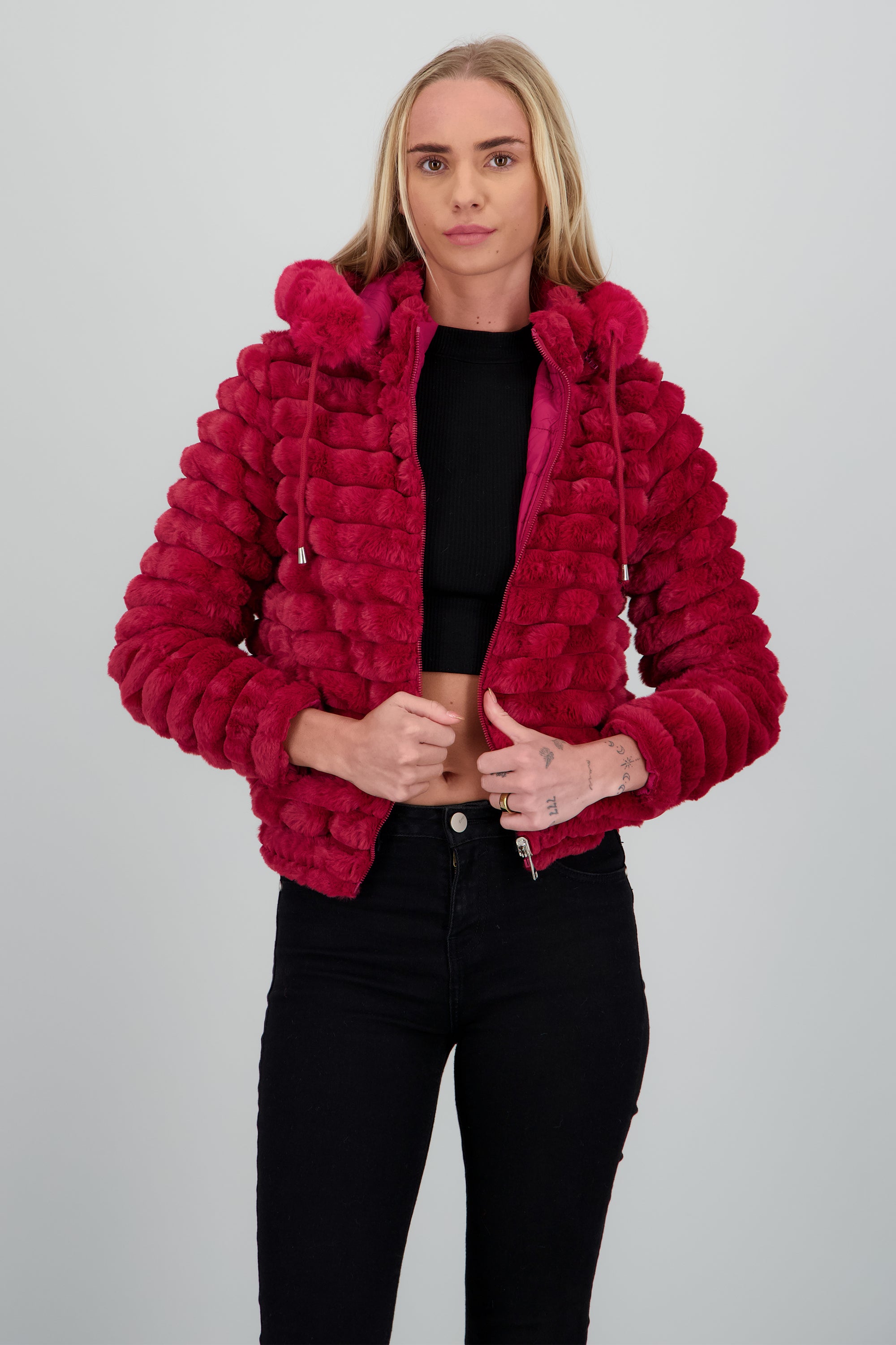 Chamarra peluche doble vista ROJO