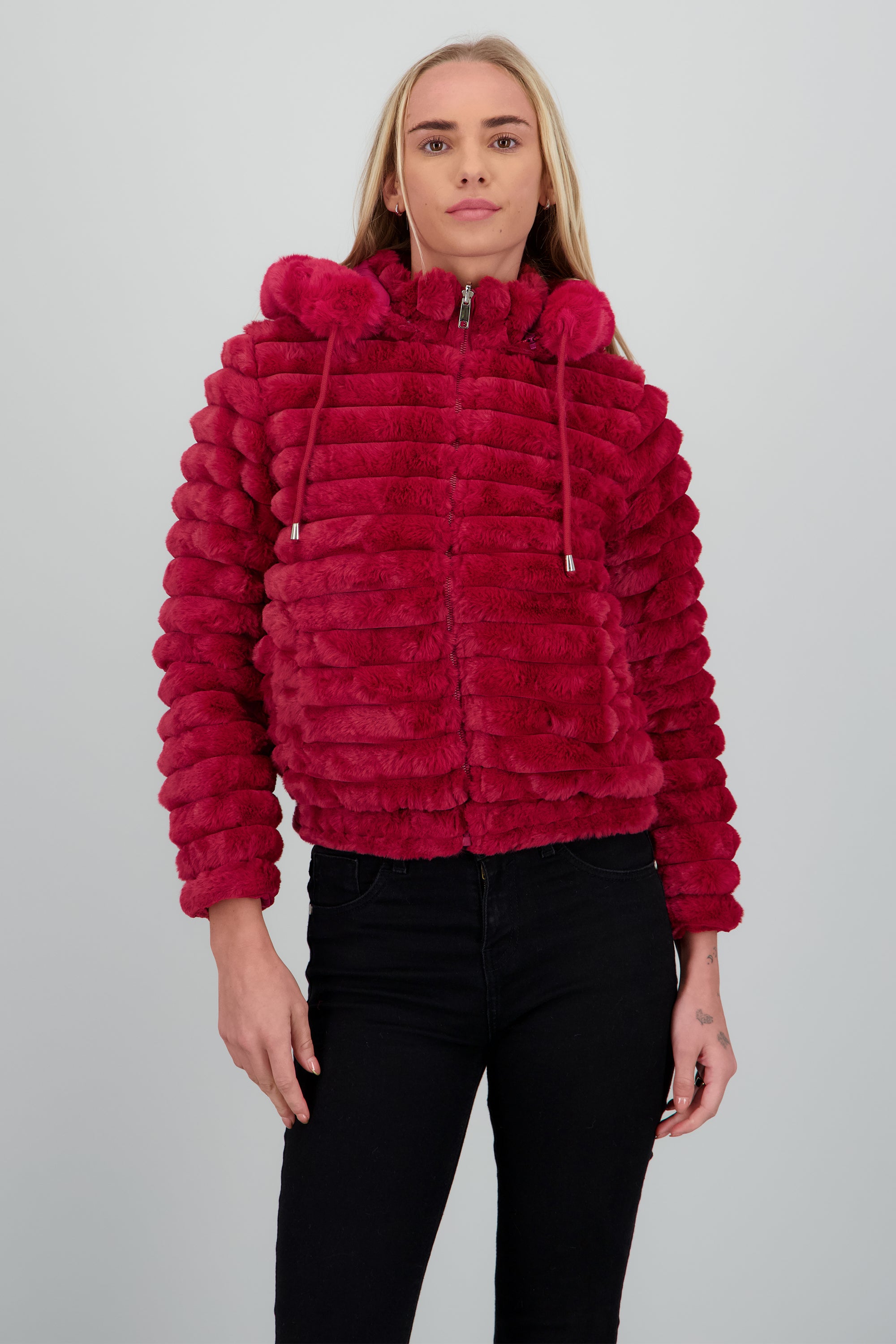 Chamarra peluche doble vista ROJO