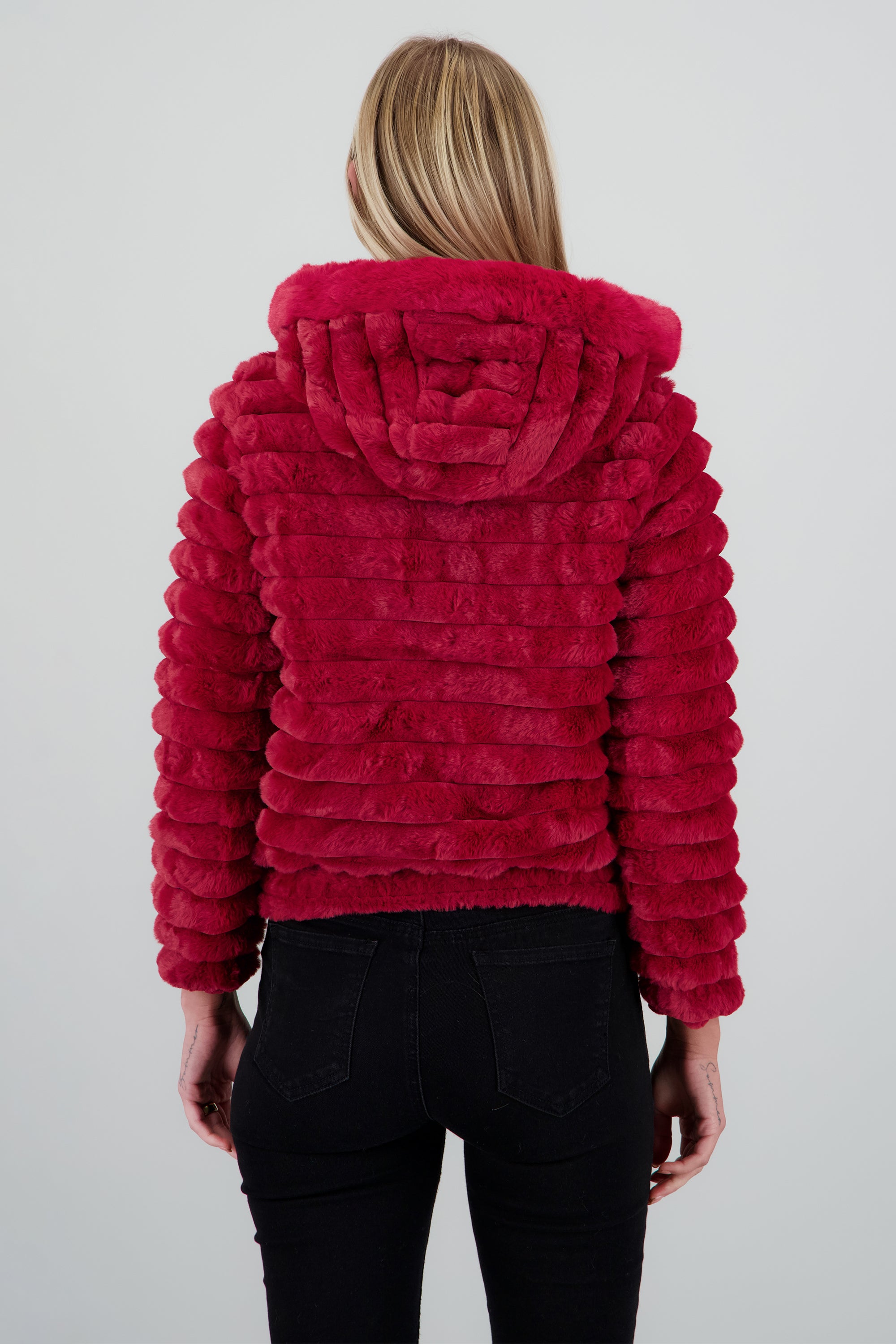 Chamarra peluche doble vista ROJO