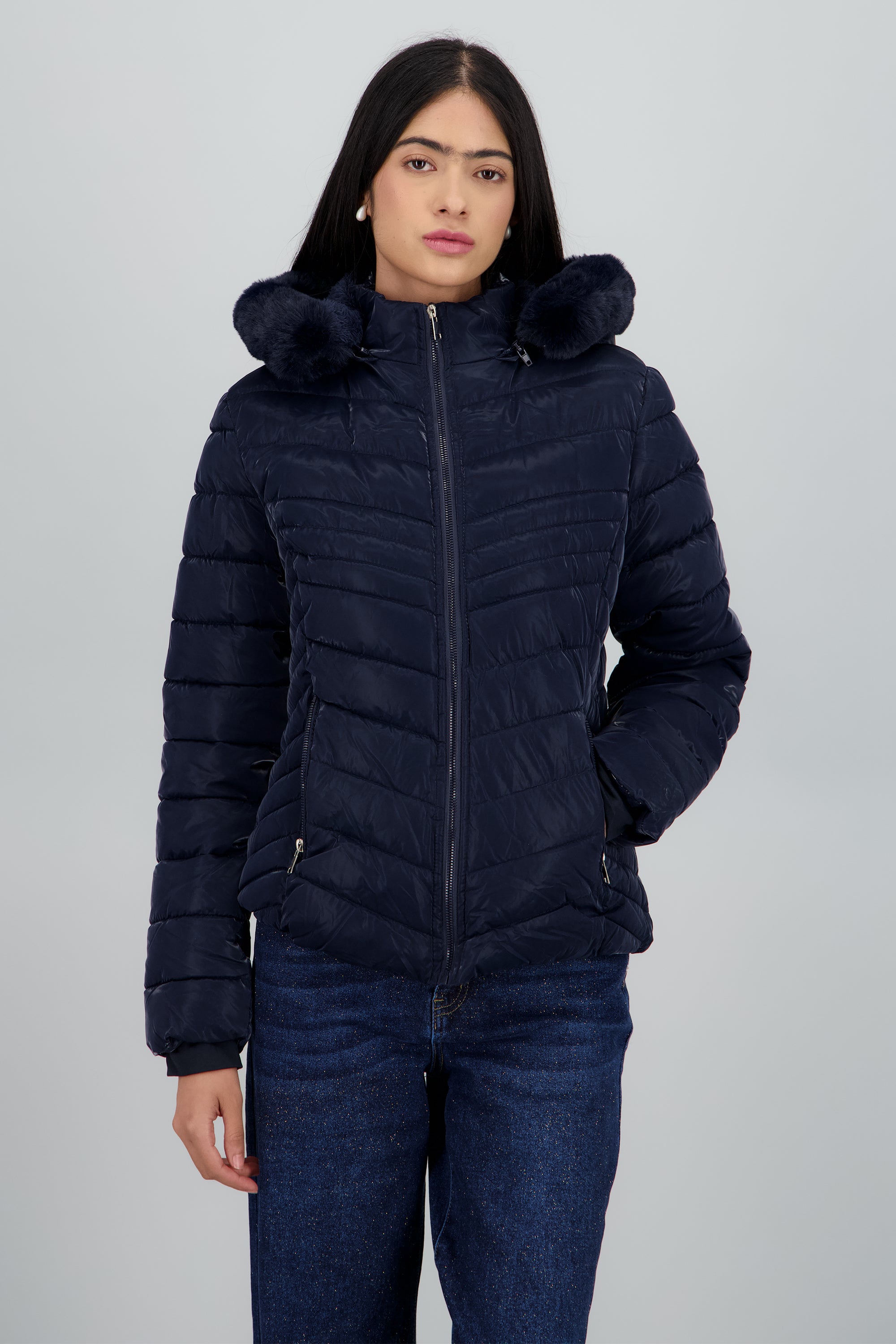 Chamarra capitonada det peluche con cierre MARINO