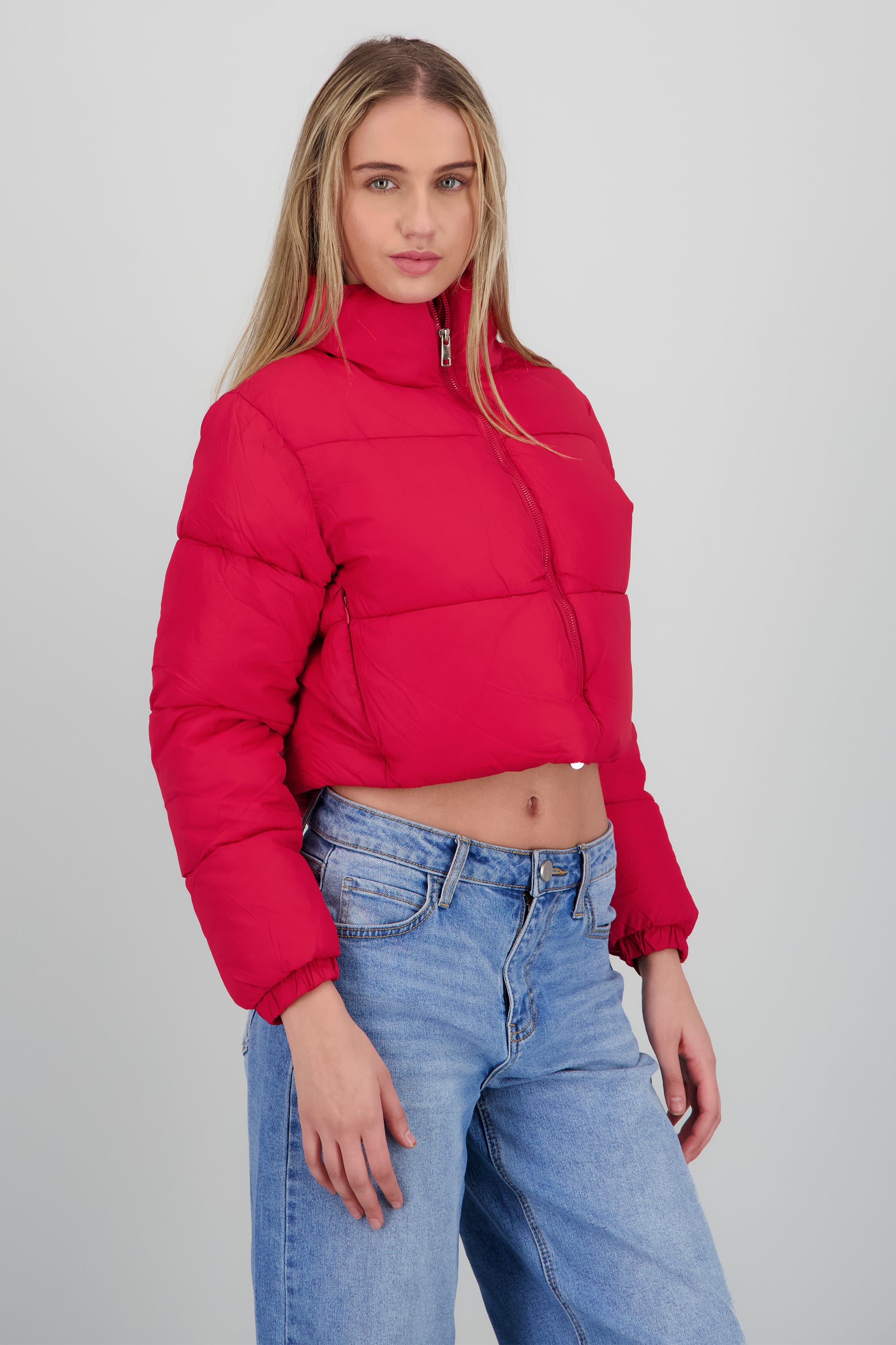 Chamarra puffer crop ROJO