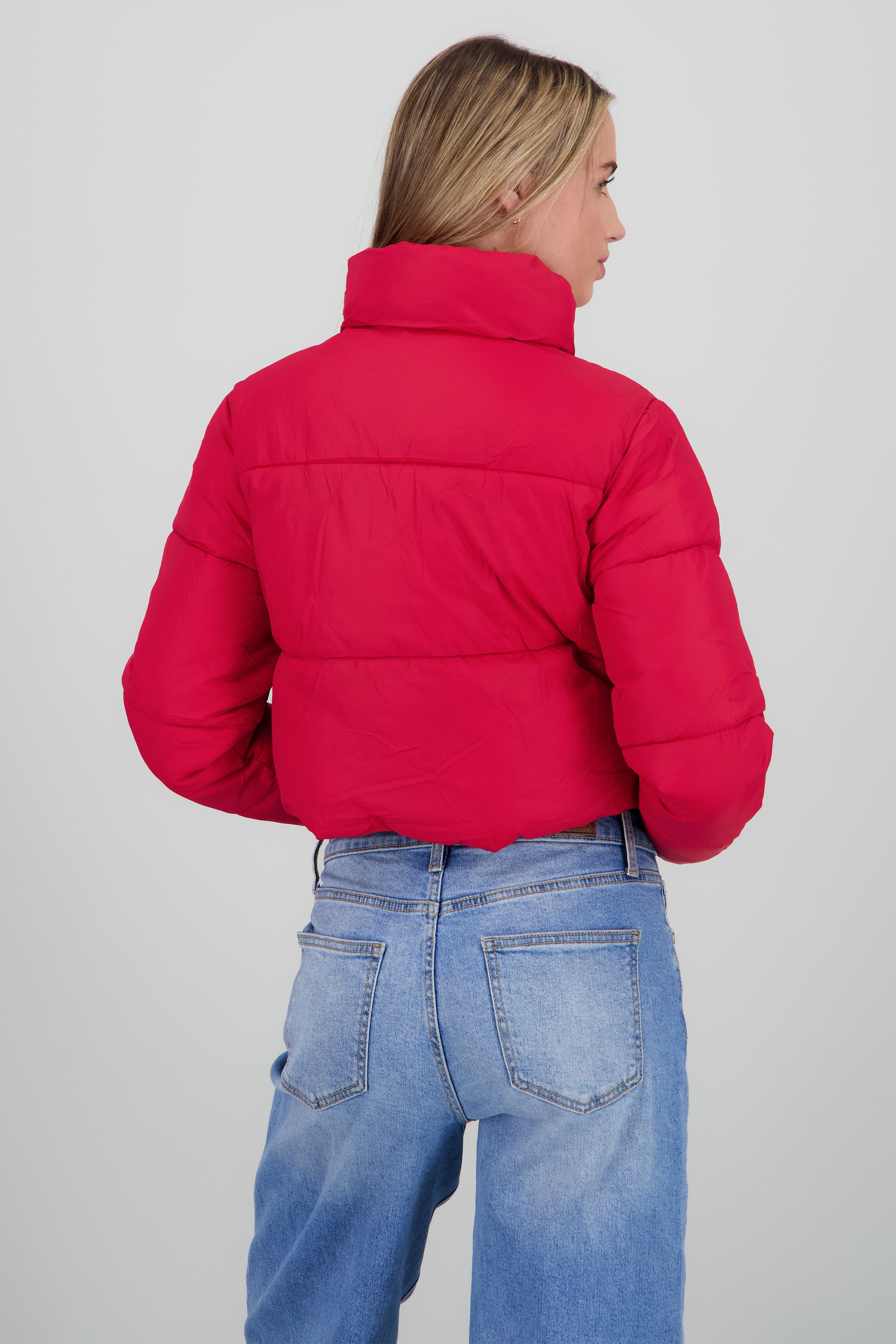 Chamarra puffer crop ROJO
