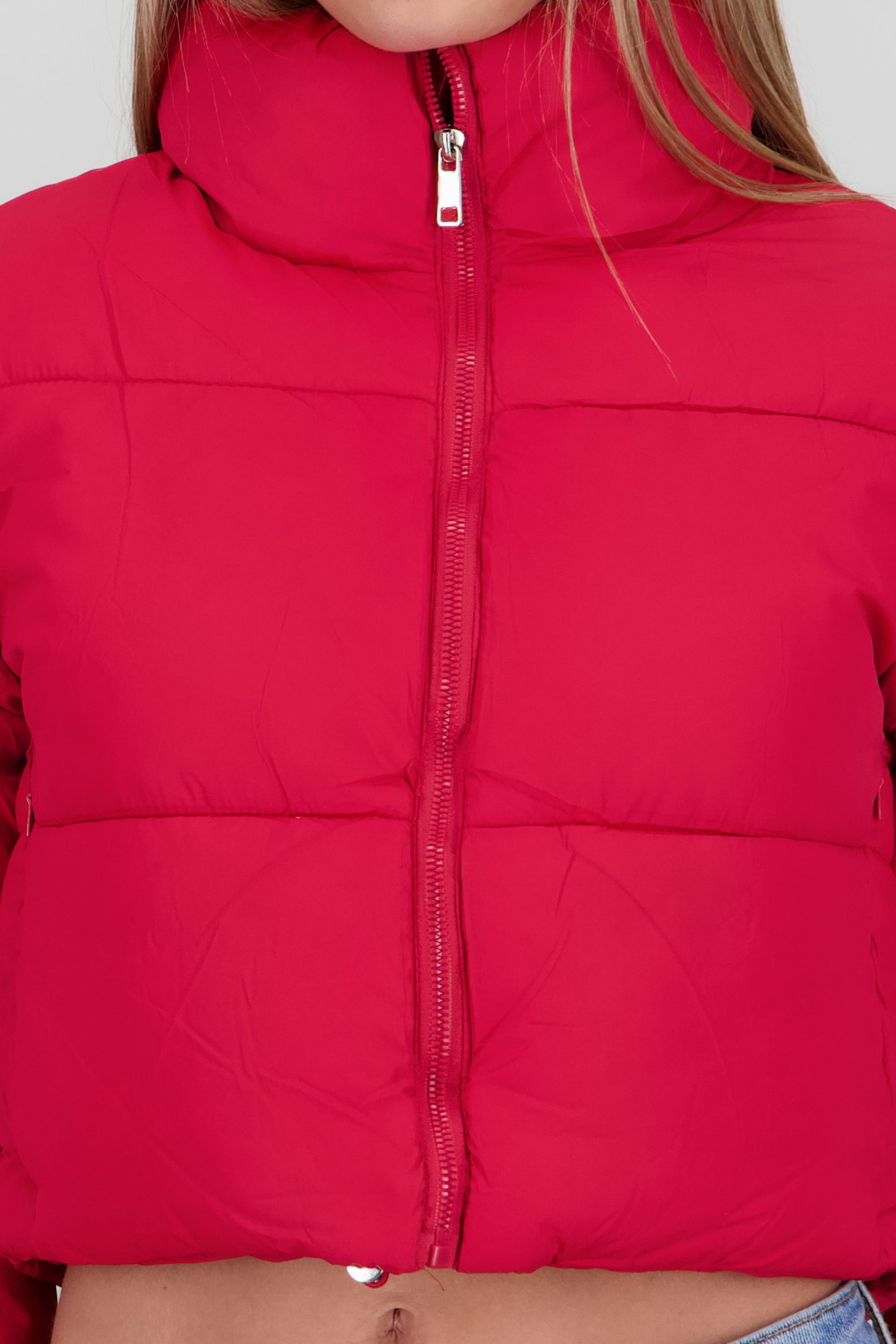 Chamarra puffer crop ROJO