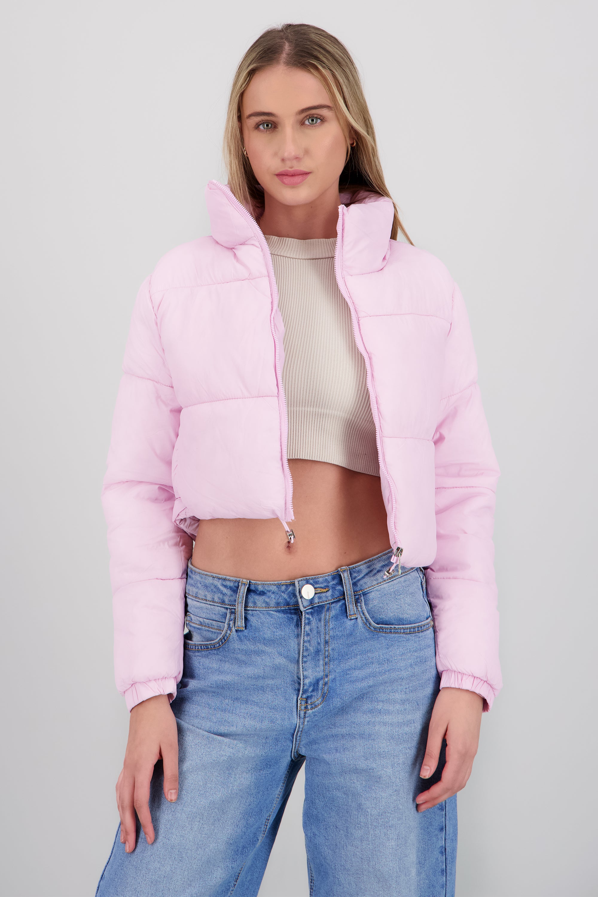 Chamarra puffer crop ROSA