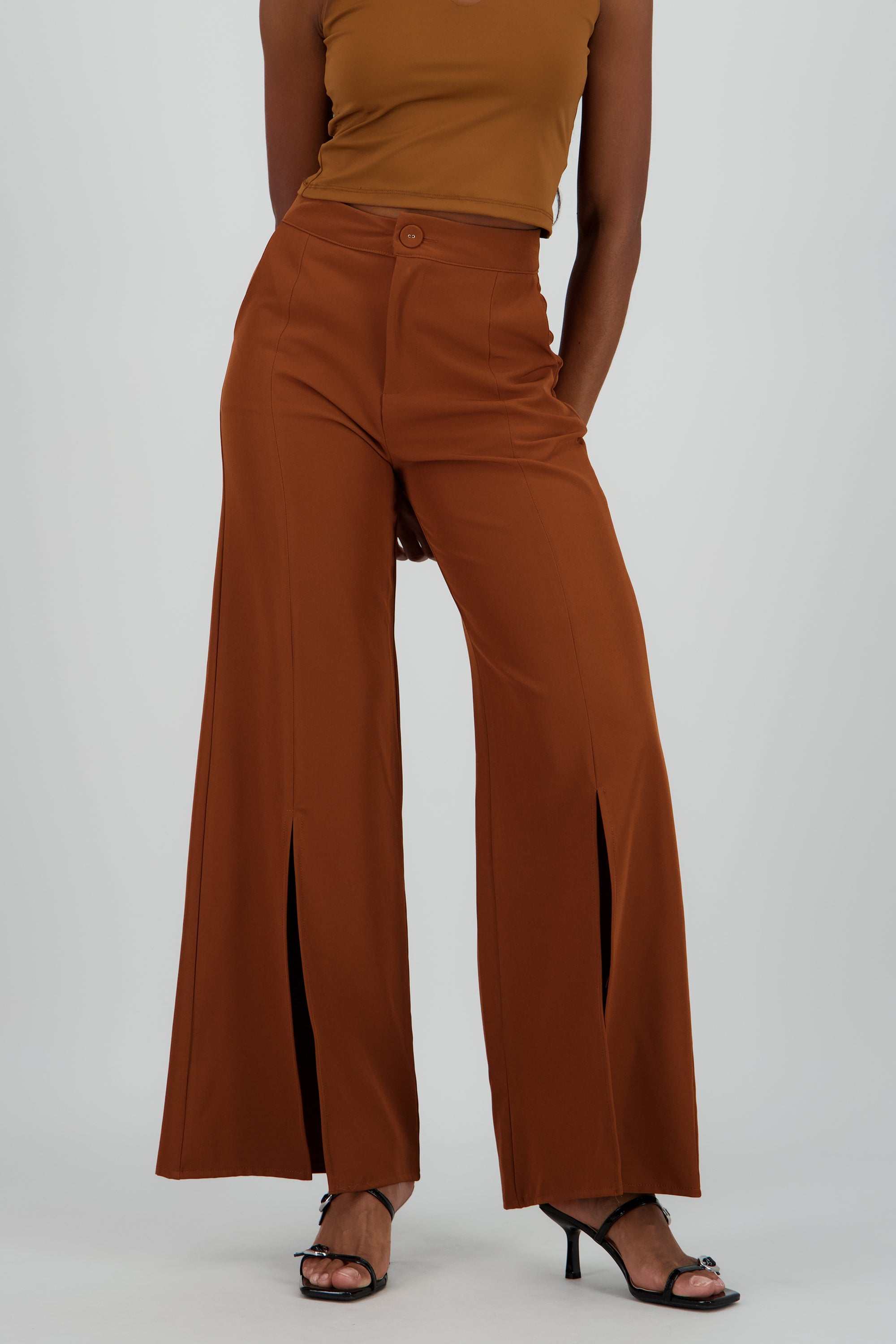 Pantalon flared aberturas CHOCOLATE