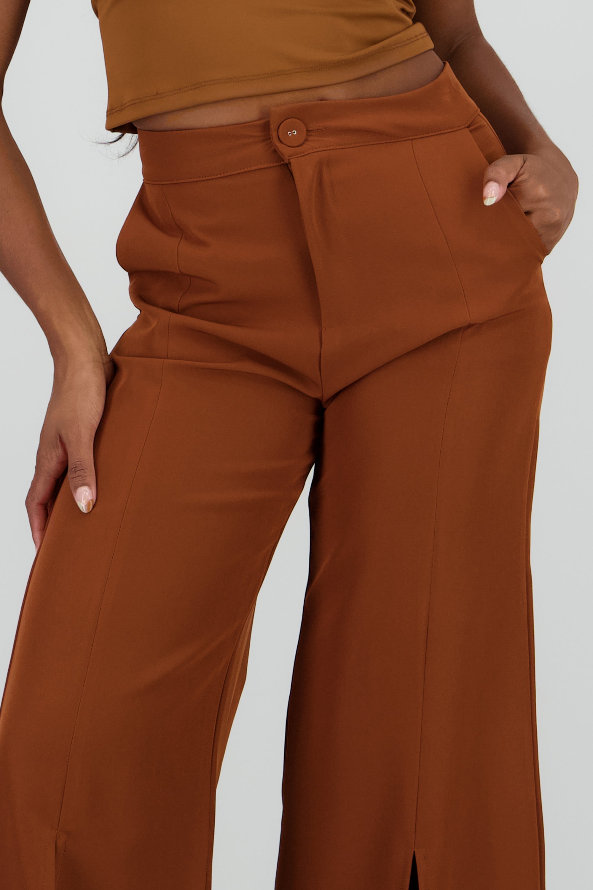 Pantalon flared aberturas CHOCOLATE