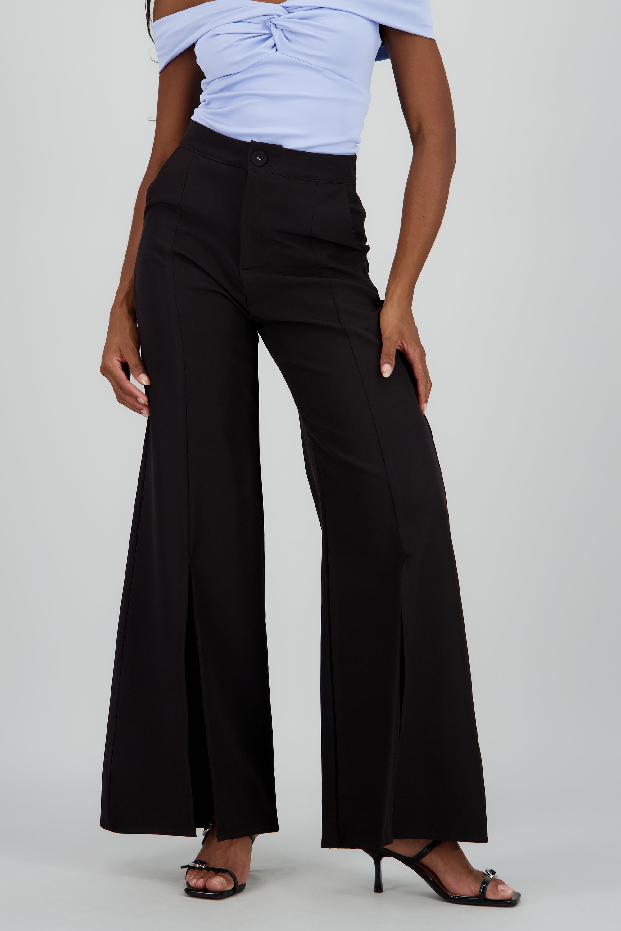 Pantalon flared aberturas NEGRO