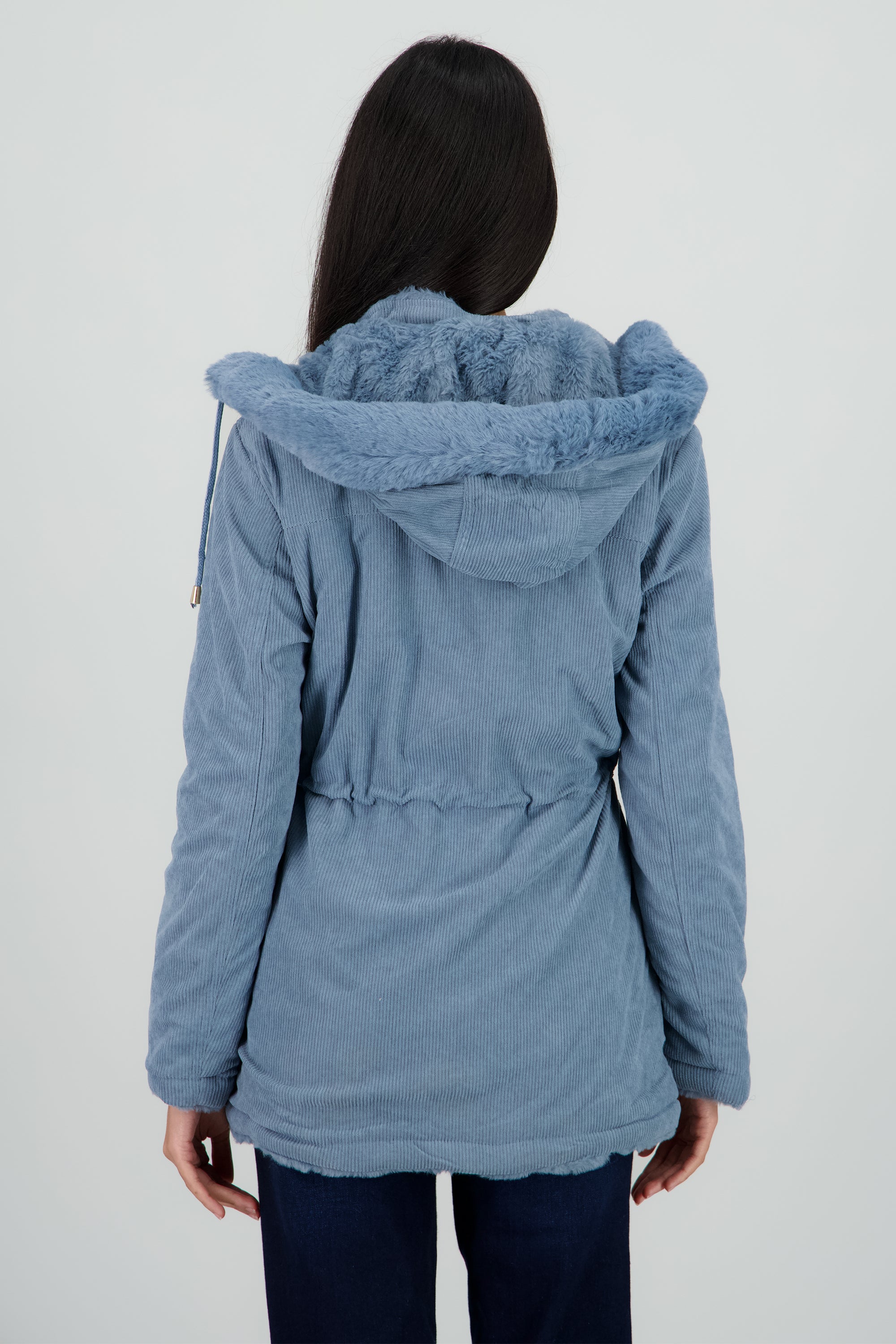 Gabardina doble vista con gorro AZUL