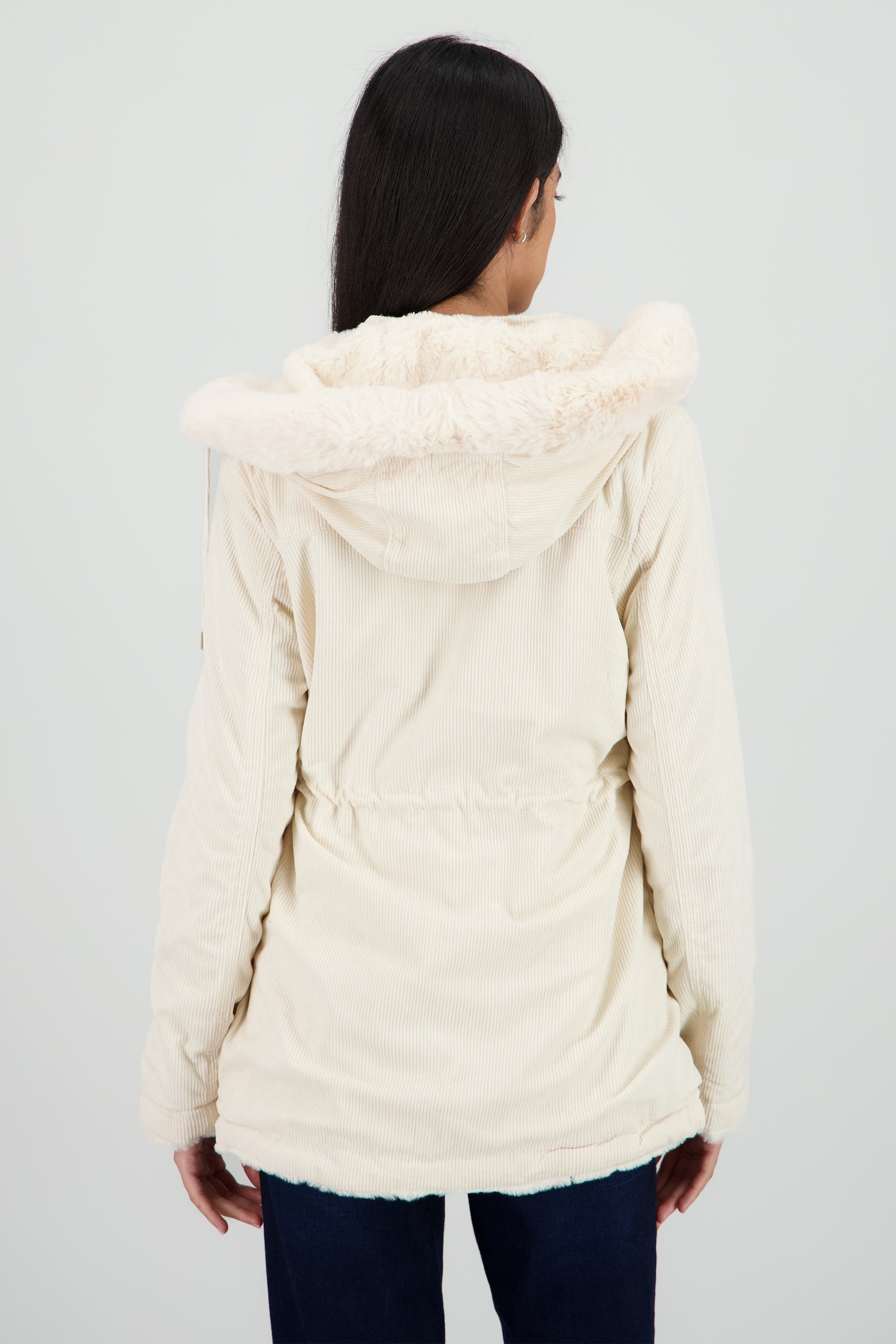 Gabardina doble vista con gorro BLANCO
