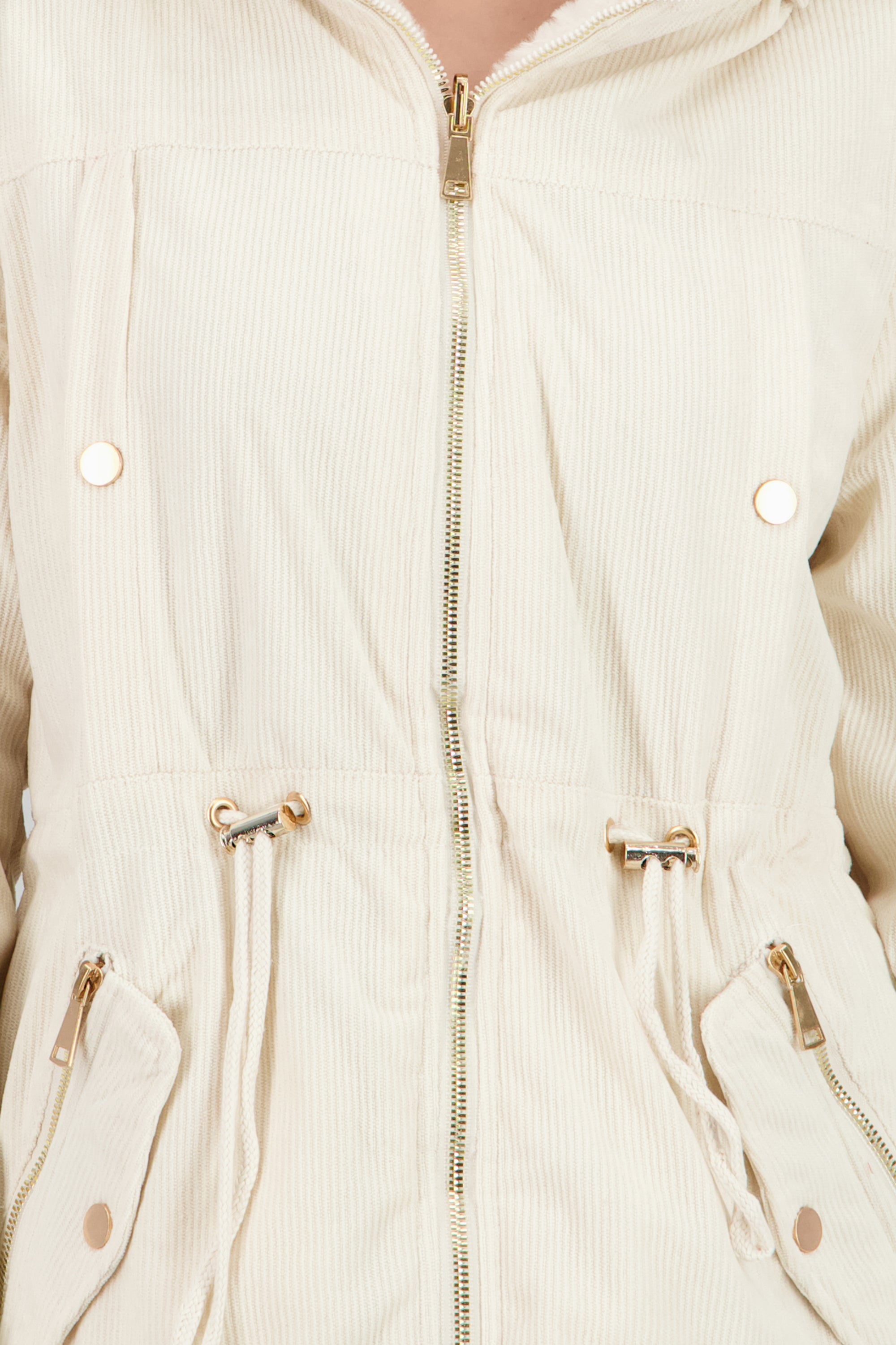 Gabardina doble vista con gorro BLANCO