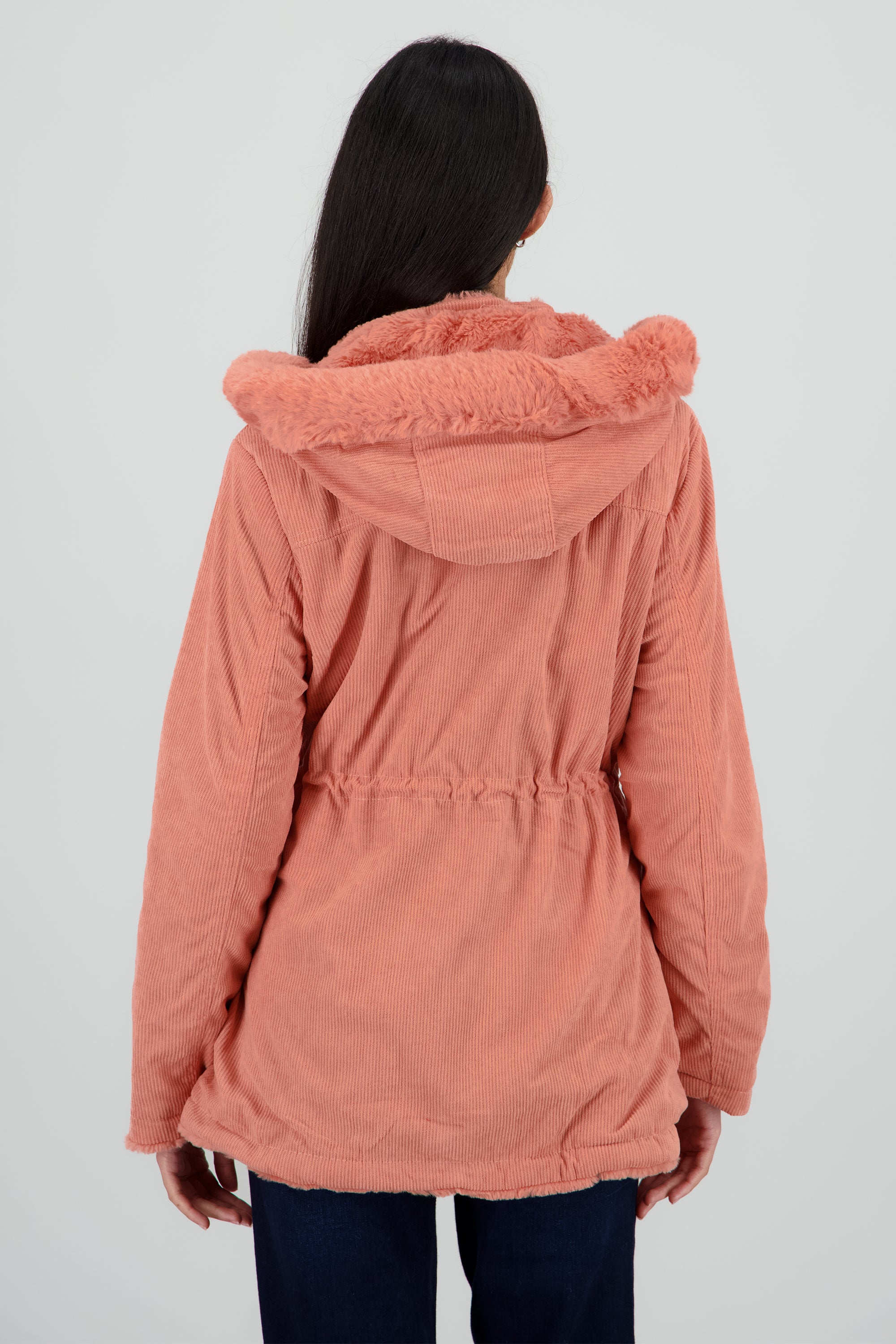 Gabardina doble vista con gorro ROSA