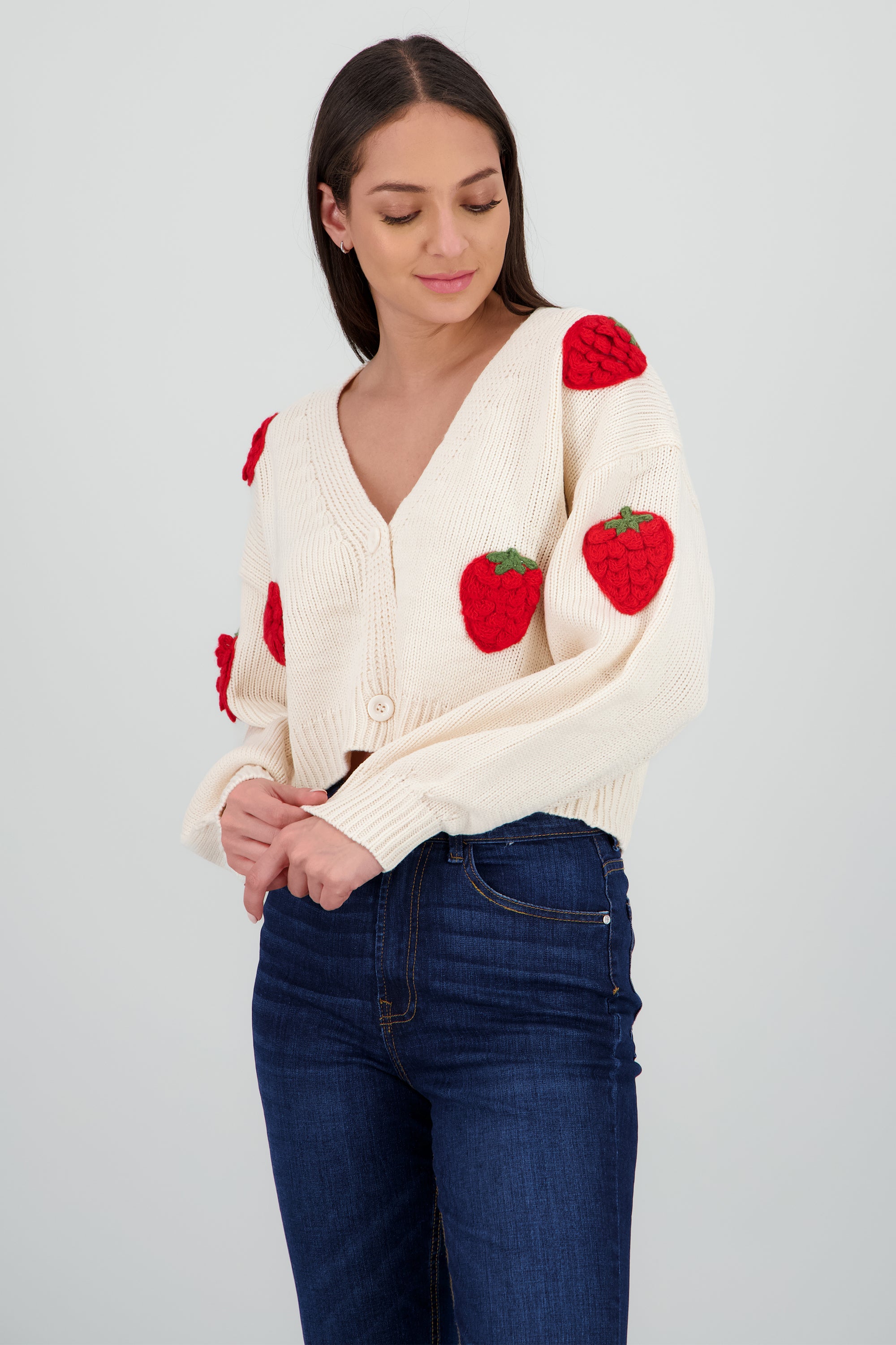 Cardigan fresas 3D CREMA