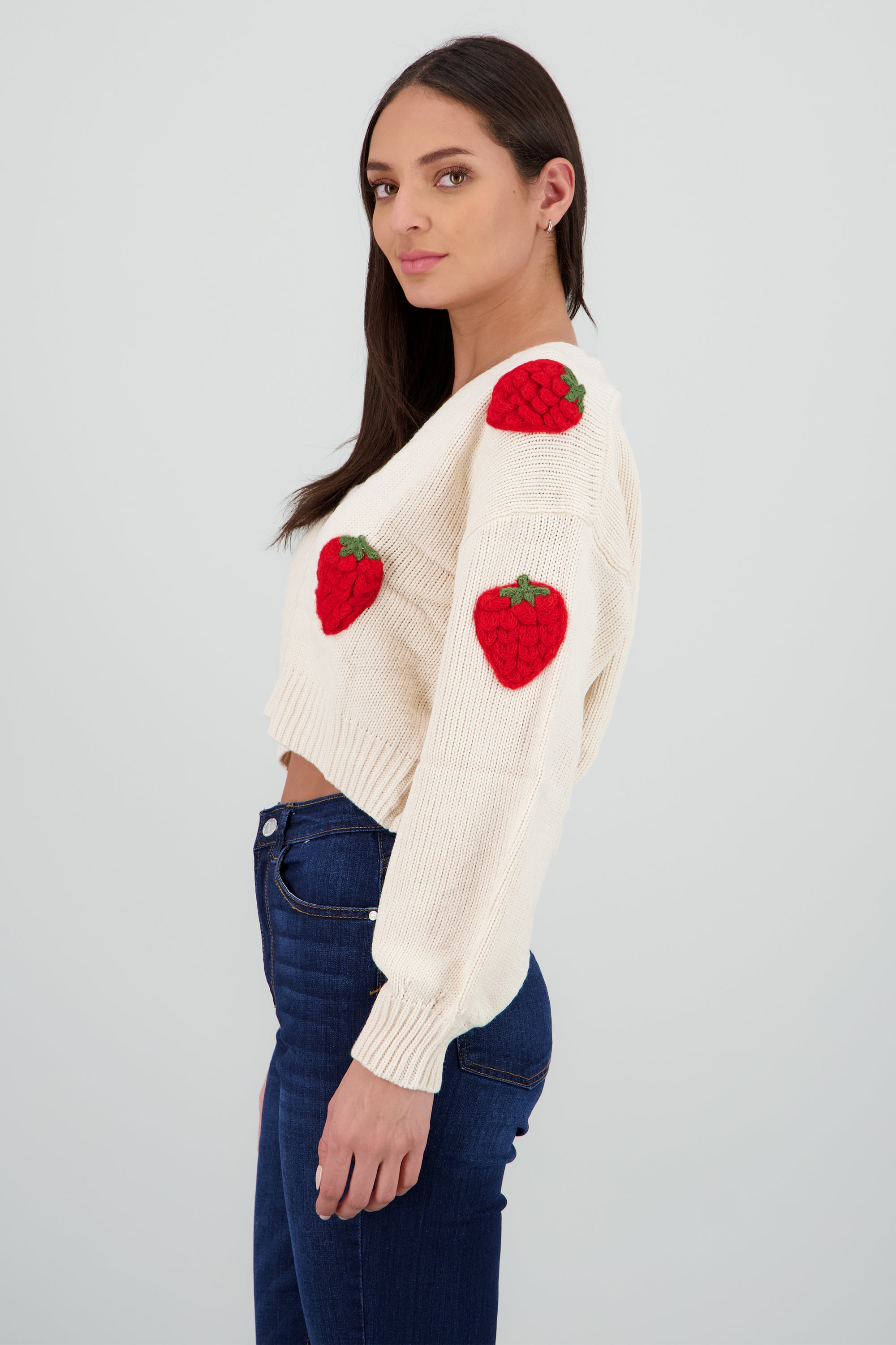 Cardigan fresas 3D CREMA