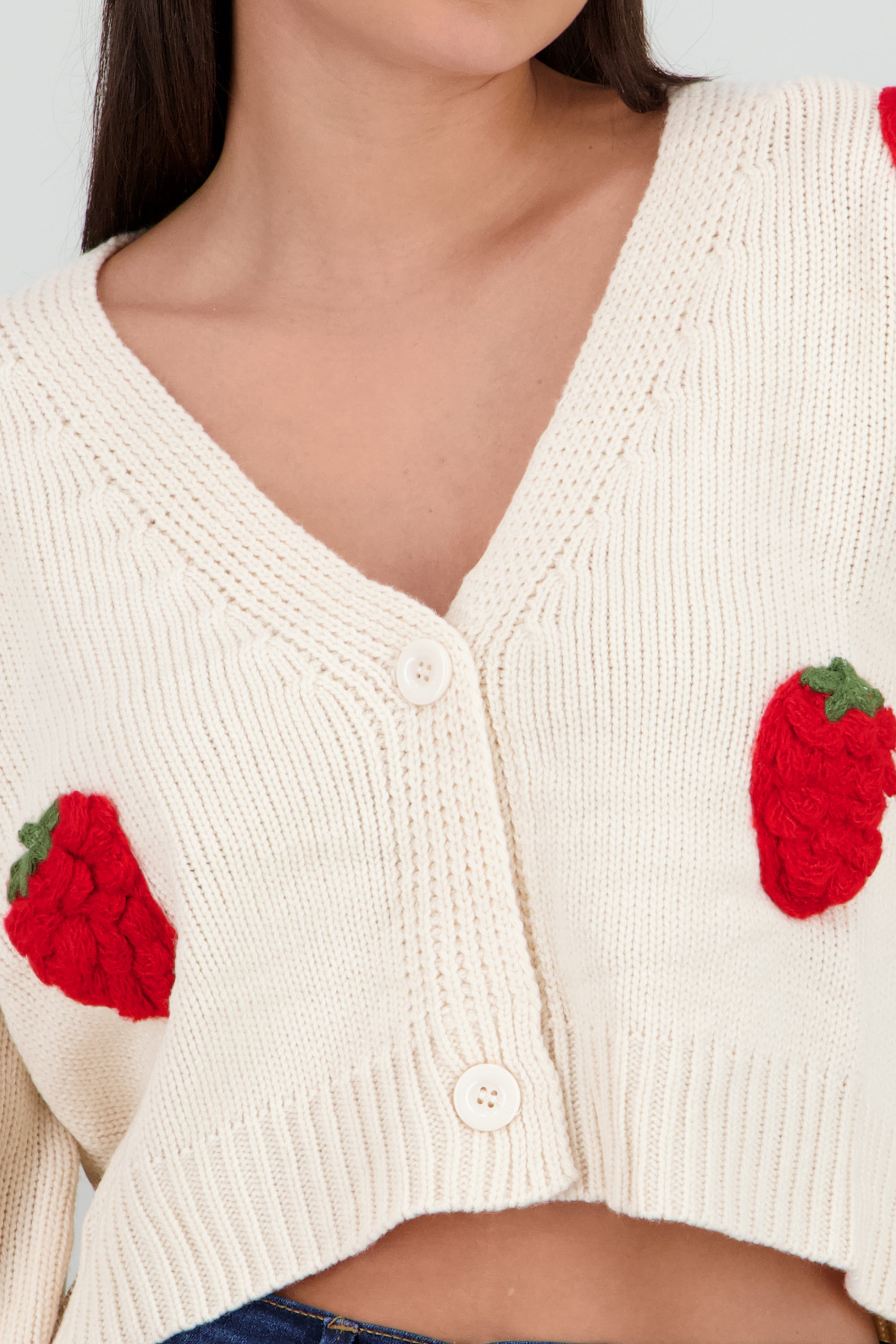 Cardigan fresas 3D CREMA