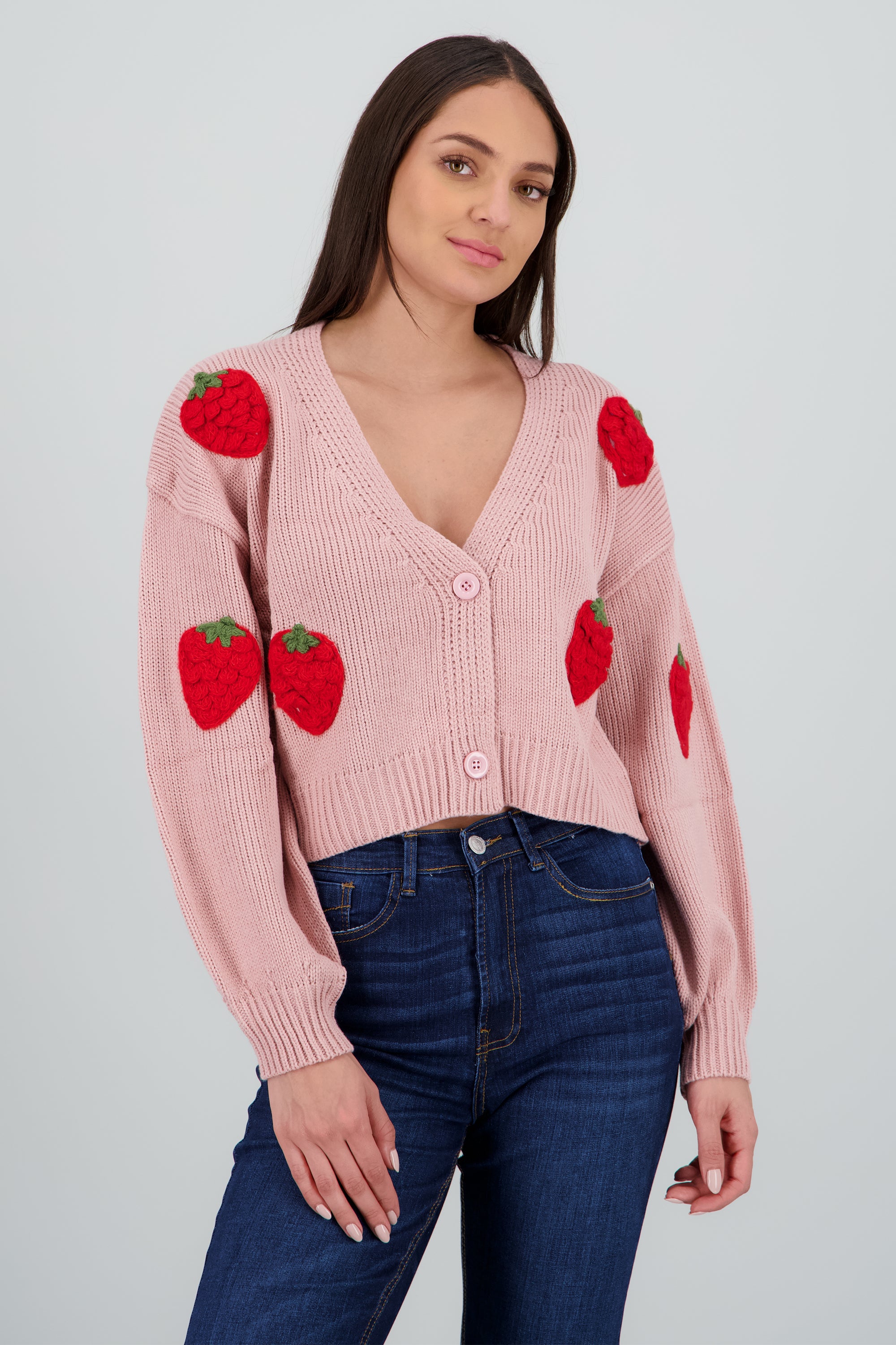 Cardigan fresas 3D ROSA