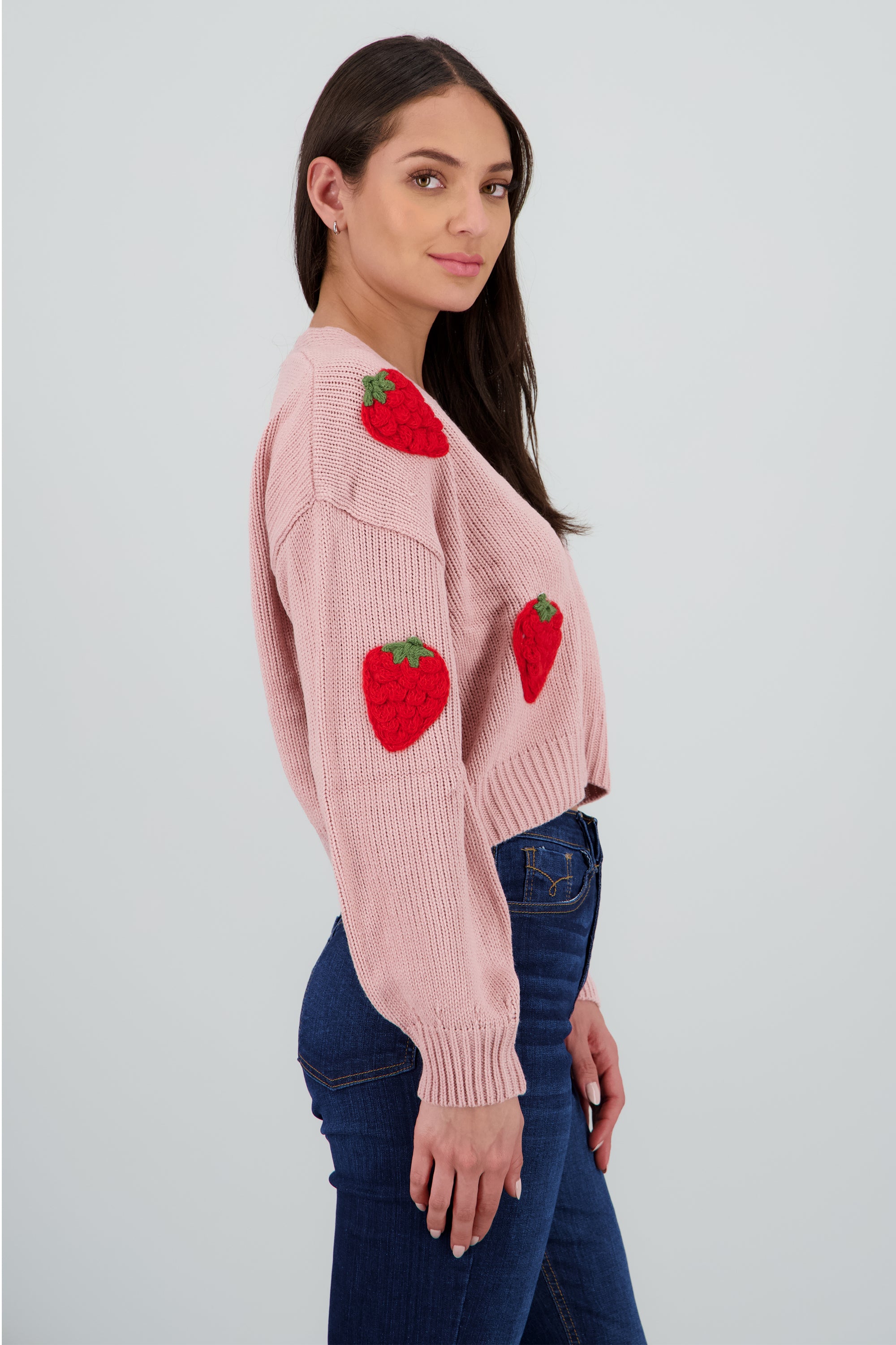 Cardigan fresas 3D ROSA