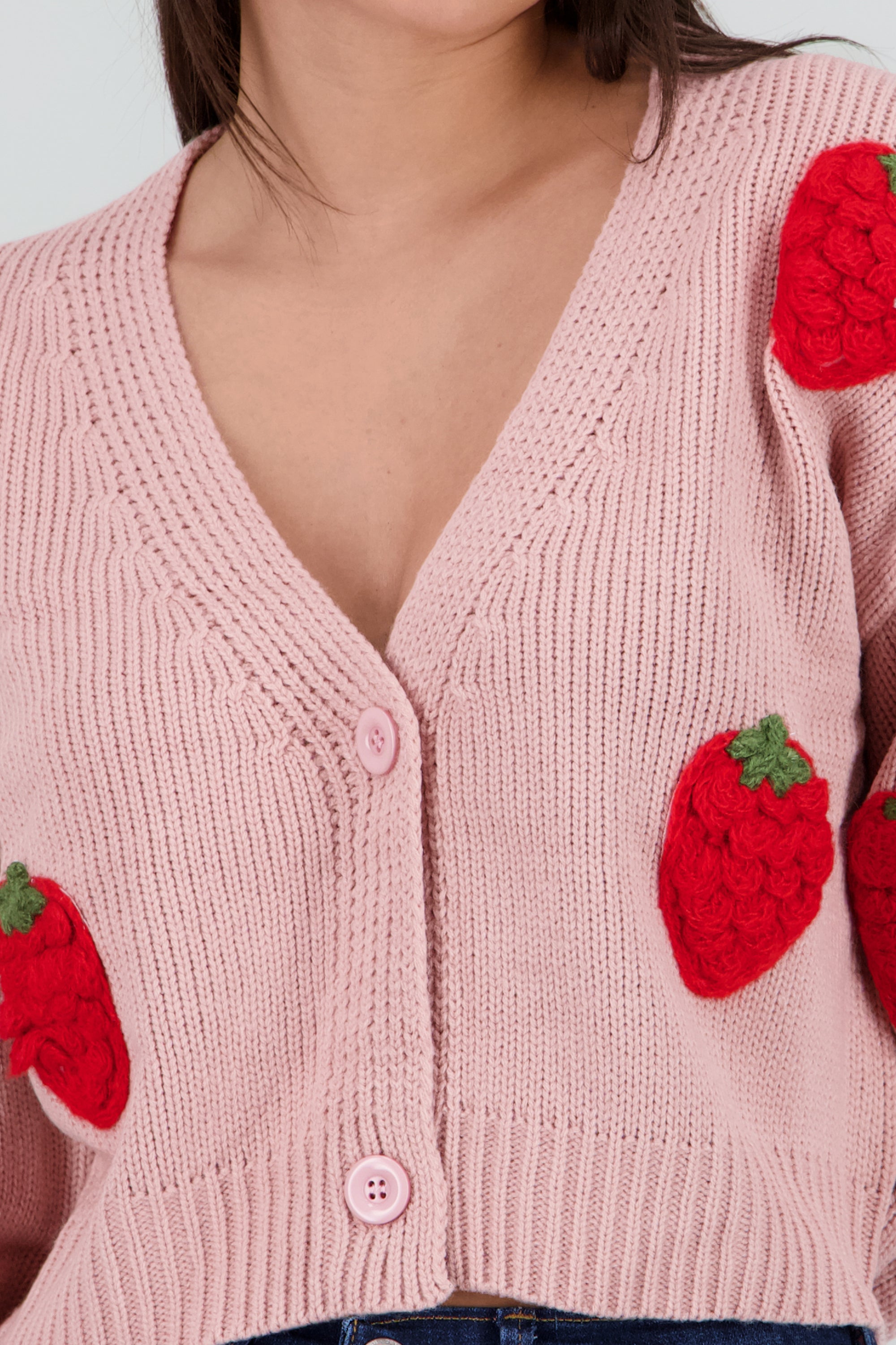 Cardigan fresas 3D ROSA