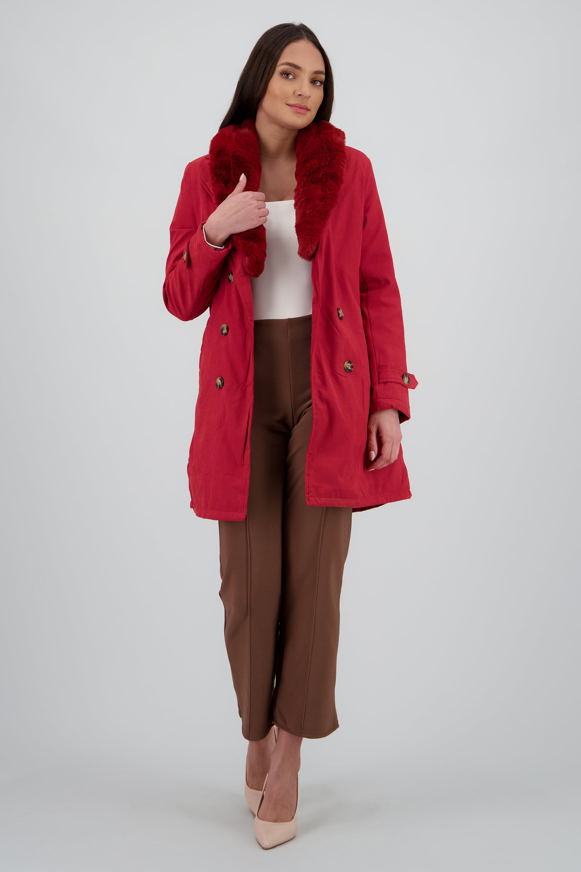 Abrigo midi det peluche ROJO
