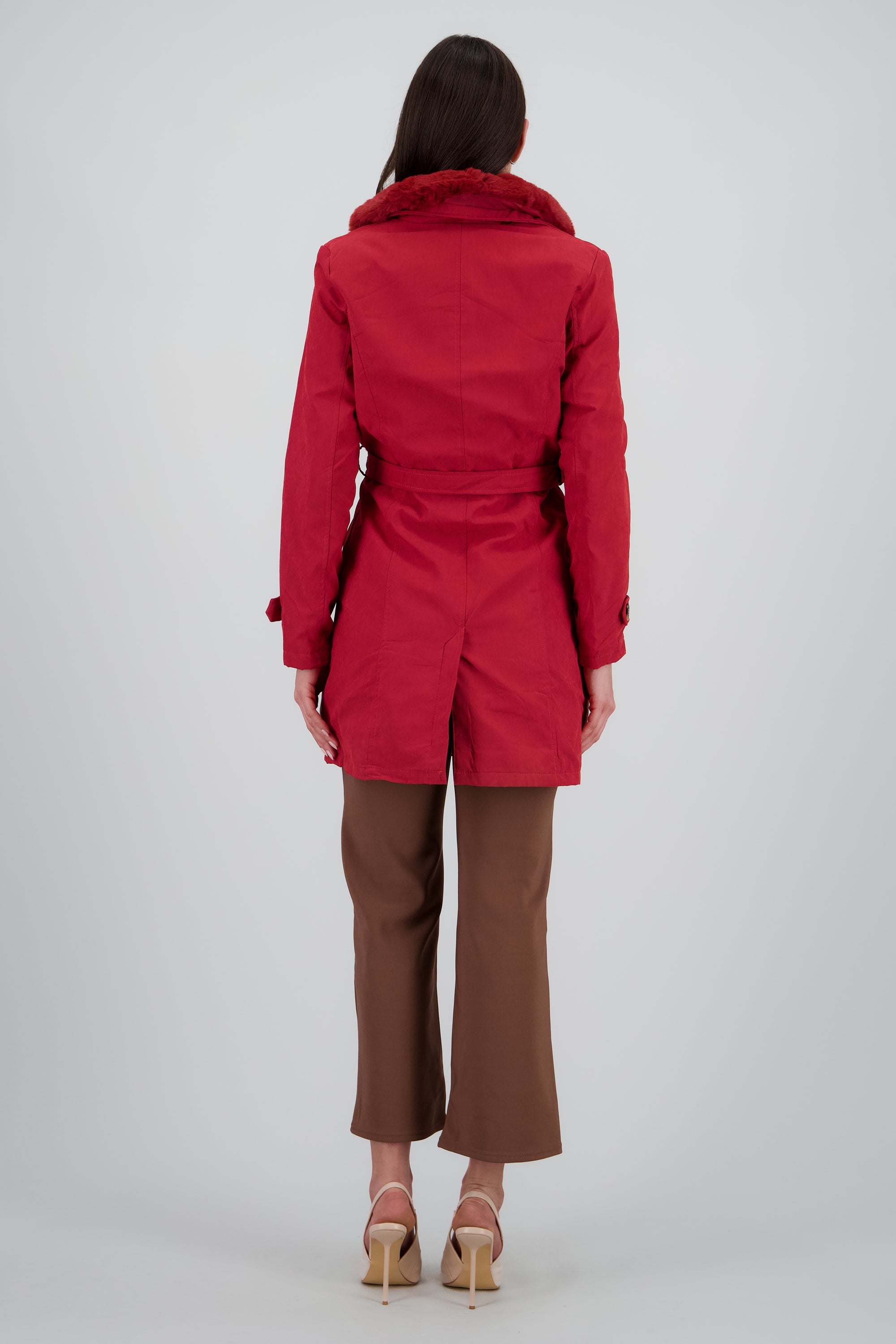Abrigo midi det peluche ROJO