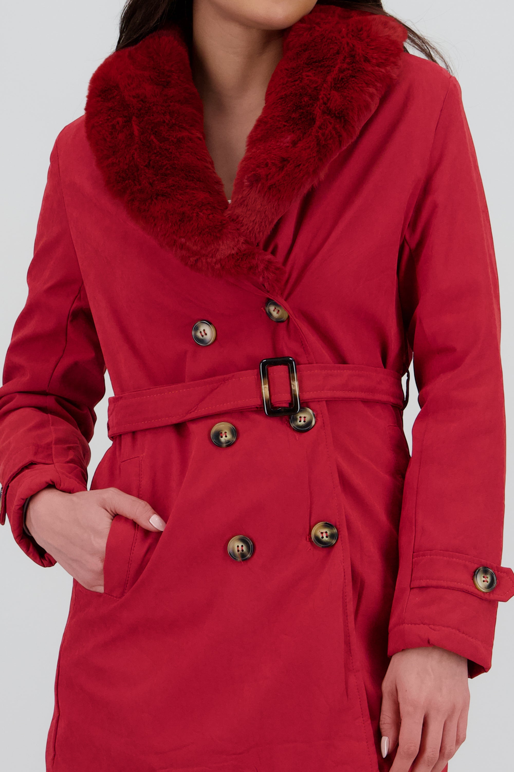 Abrigo midi det peluche ROJO