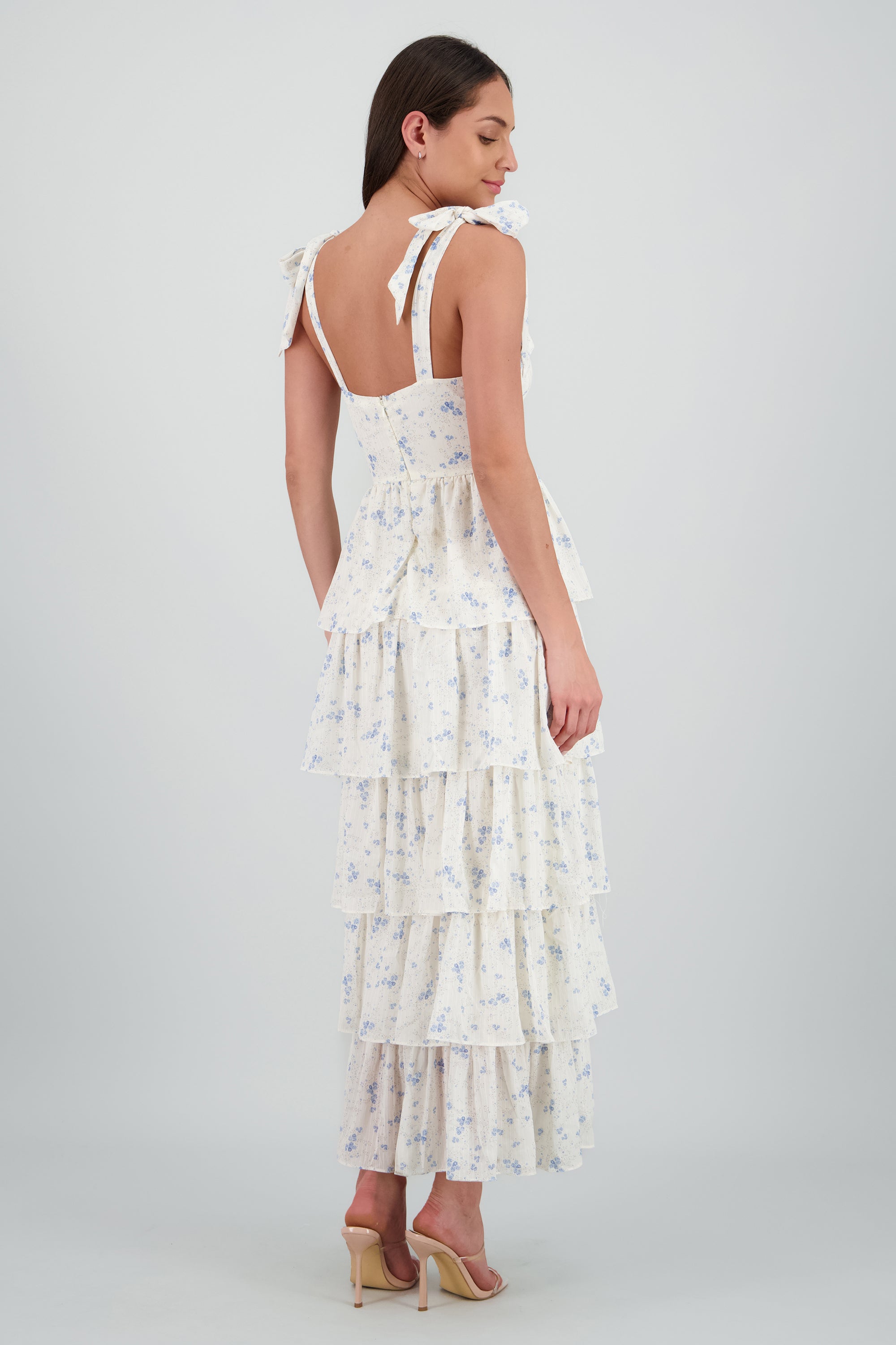 Vestido maxi estampado capas AZUL COMBO