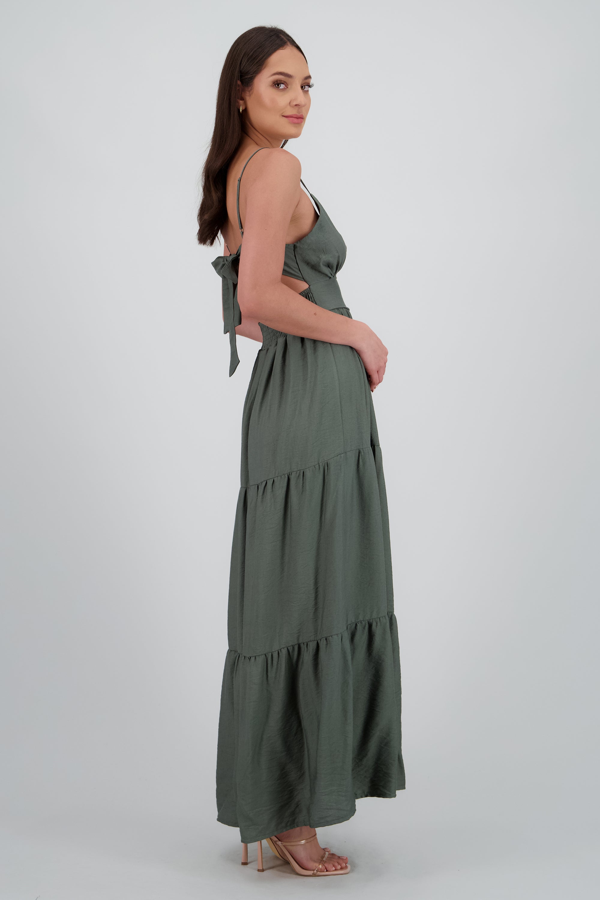 Vestido maxi con amarre en la espalda OLIVO