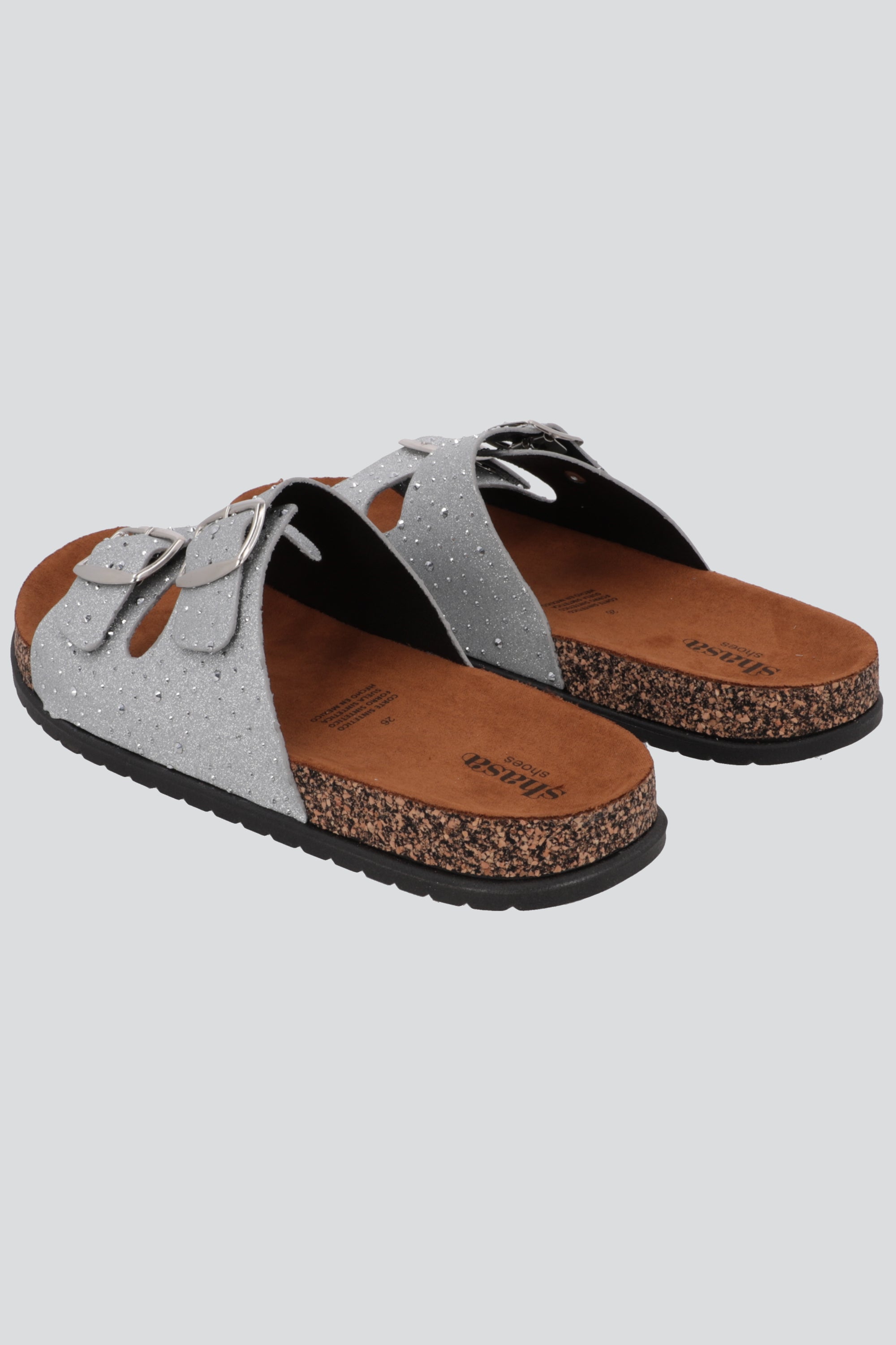 Sandalias dos tiras glitter PLATA