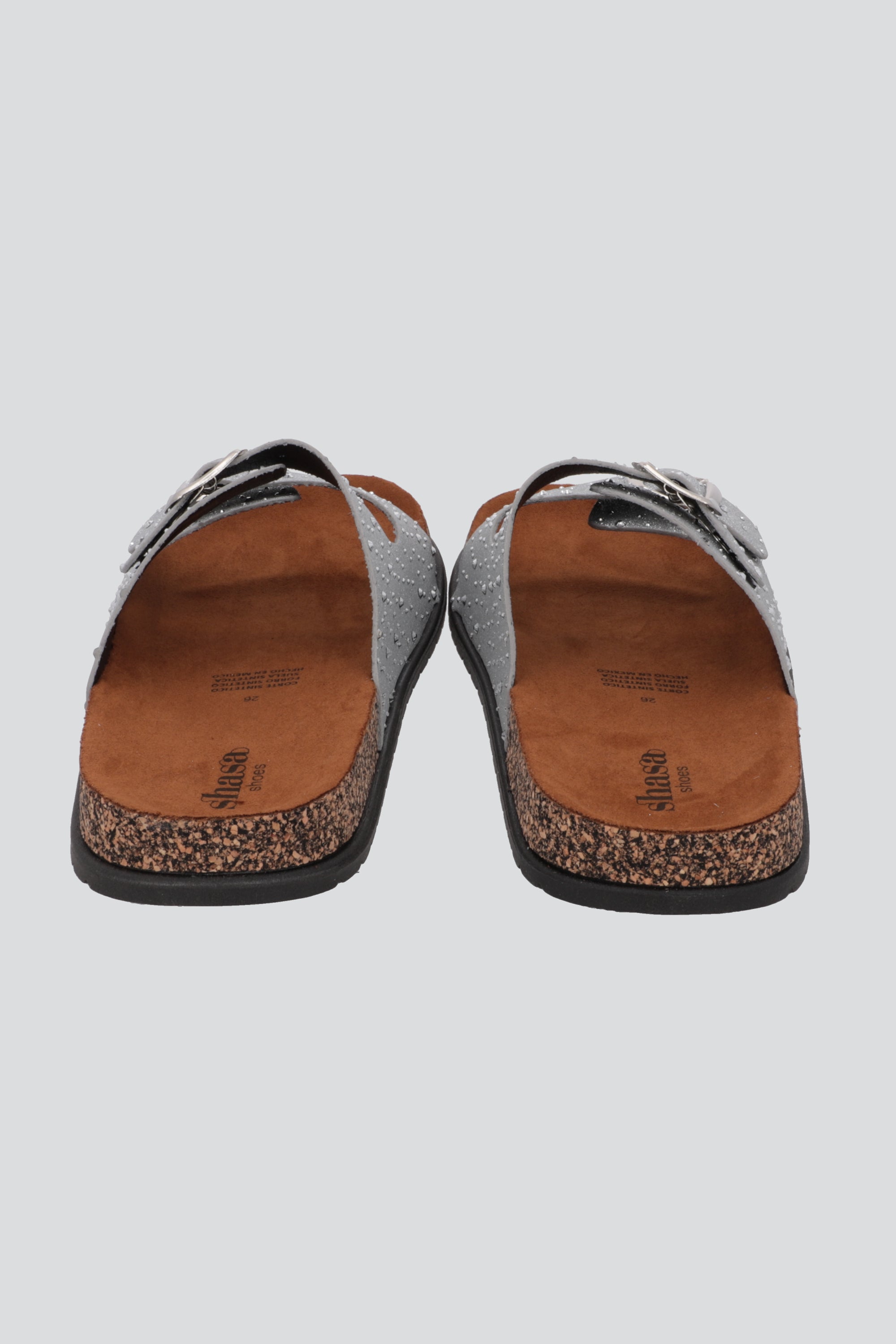 Sandalias dos tiras glitter PLATA